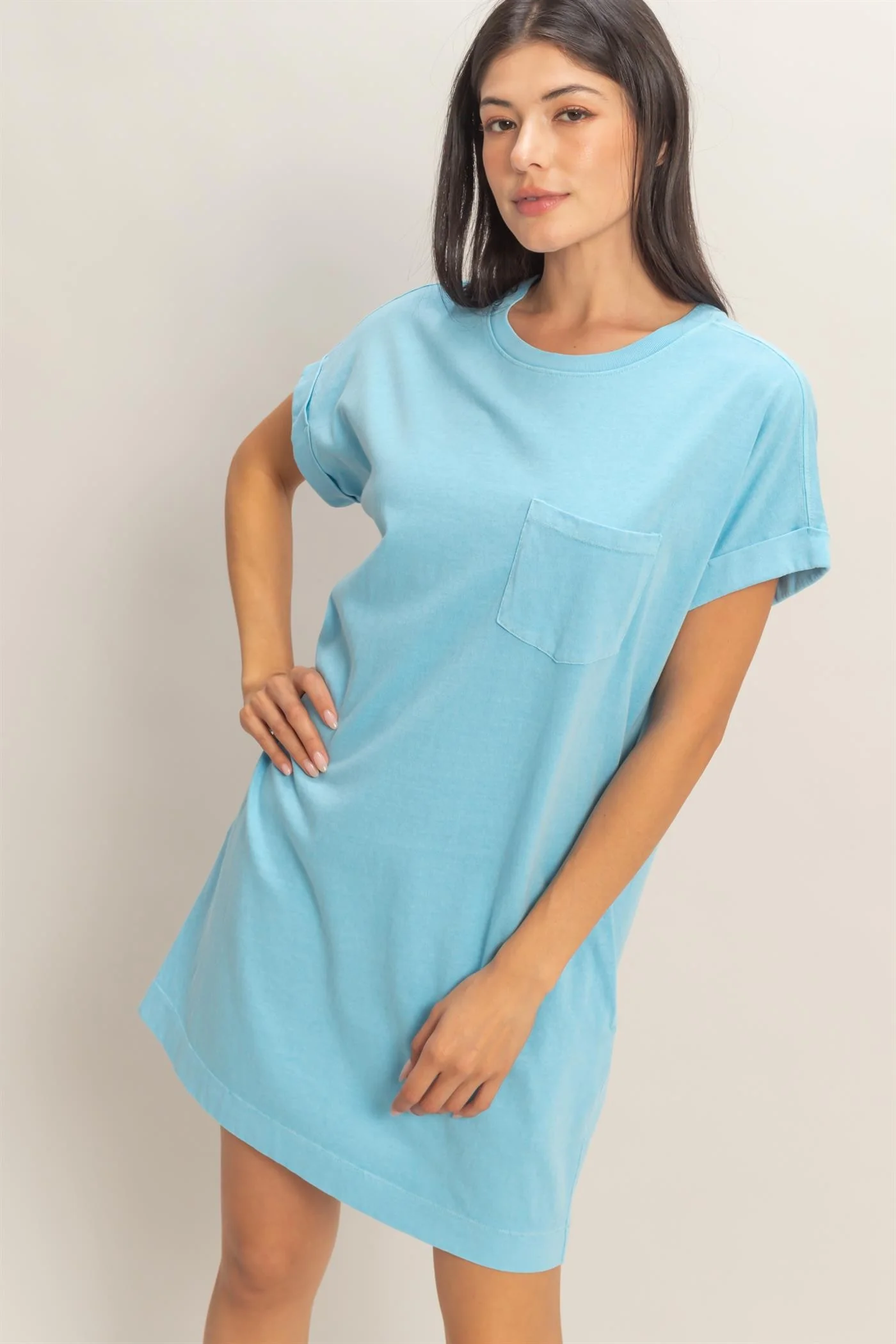 Aqua Blue Maternity T-Shirt Mini Dress - Image 5