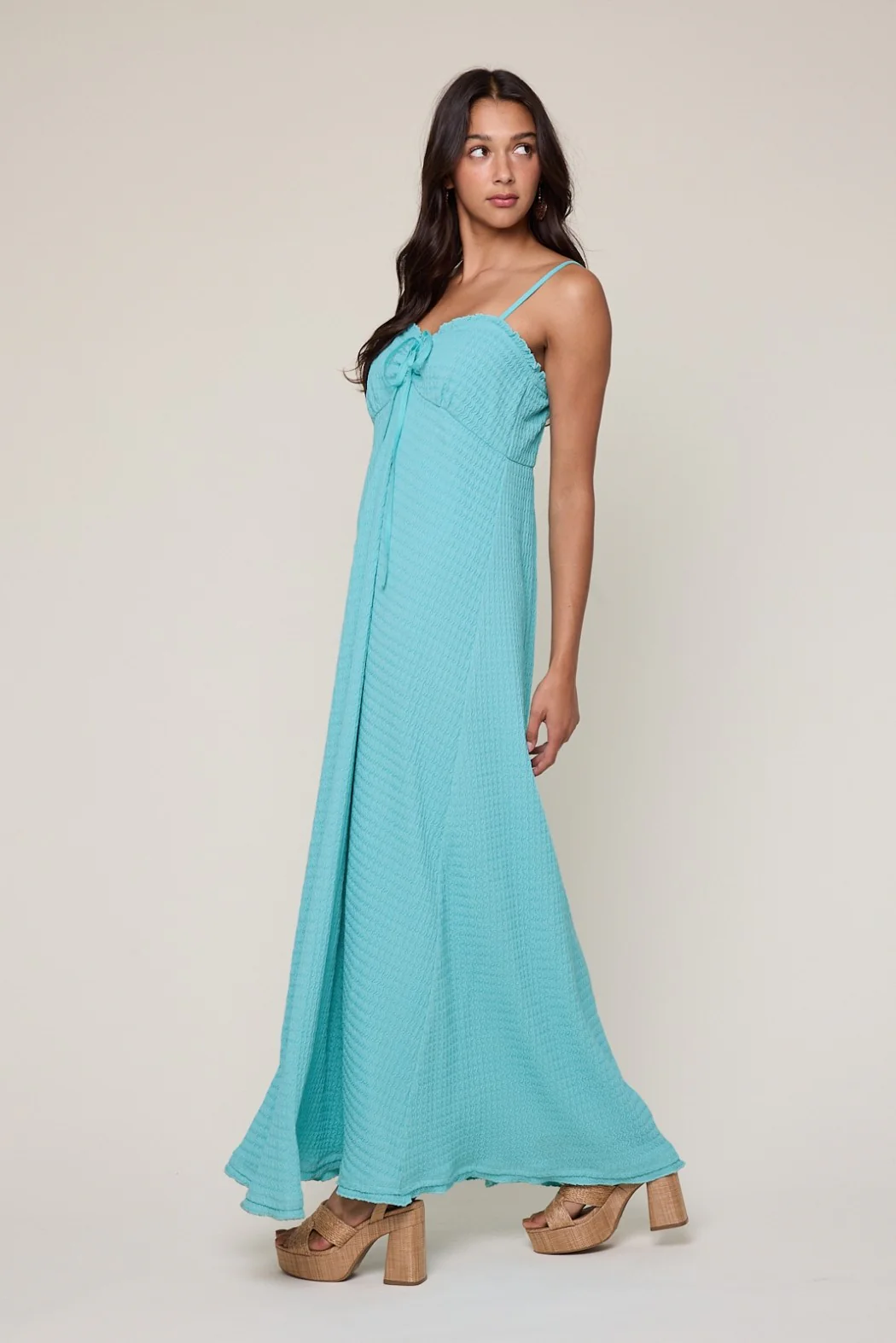 Aqua Knit Contrast Stitch Detail Midi Dress - Image 3
