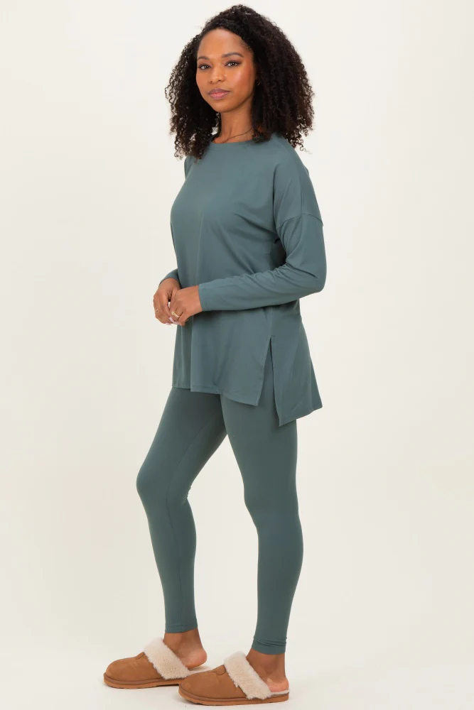 Ash Jade Brushed Knit Oversized Top and Legging Set - Image 3