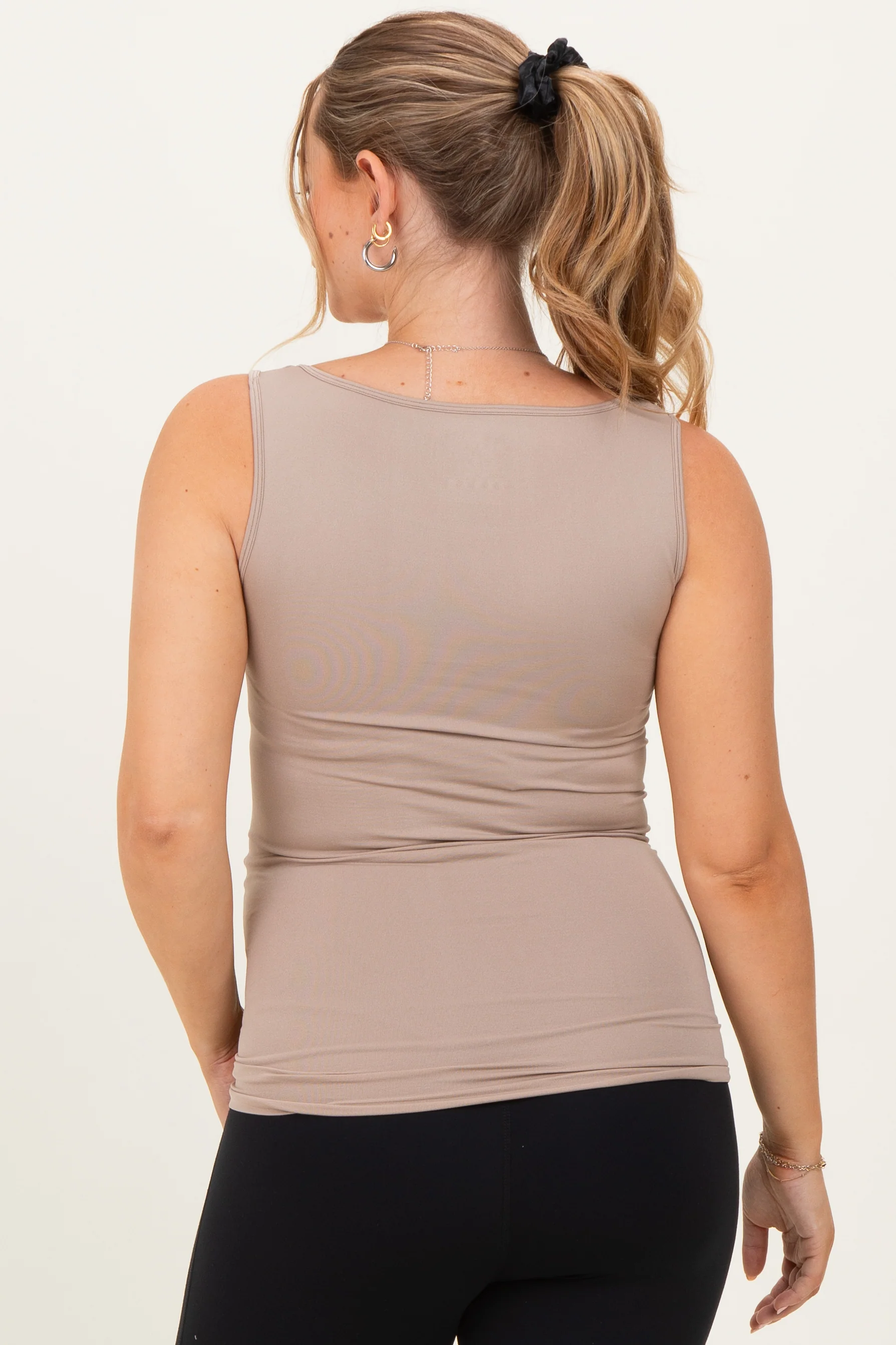 Ash Mocha Basic Seamless Maternity Tank - Image 4