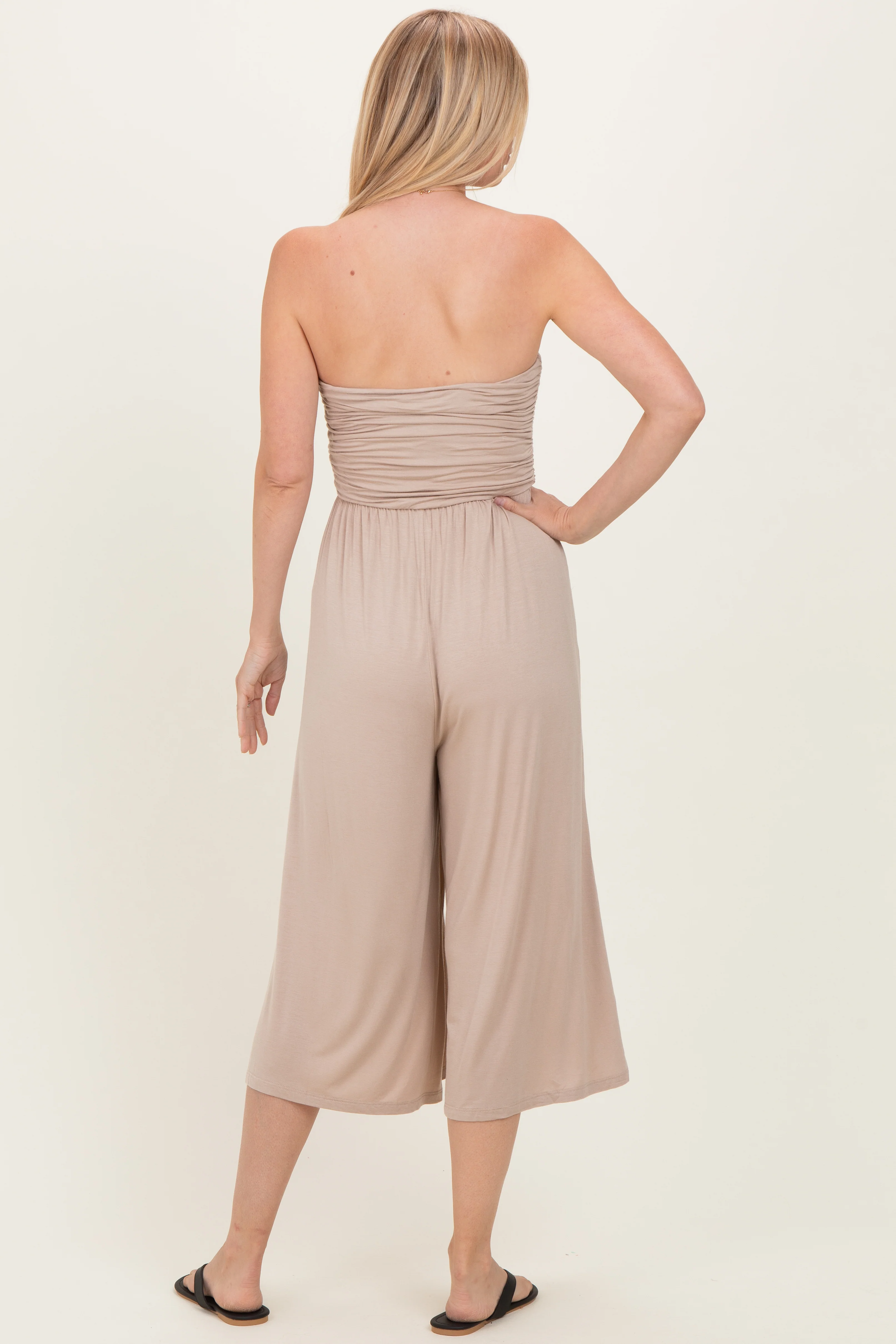 Ash Mocha Double Layered Strapless Tube Top Jumpsuit - Image 3