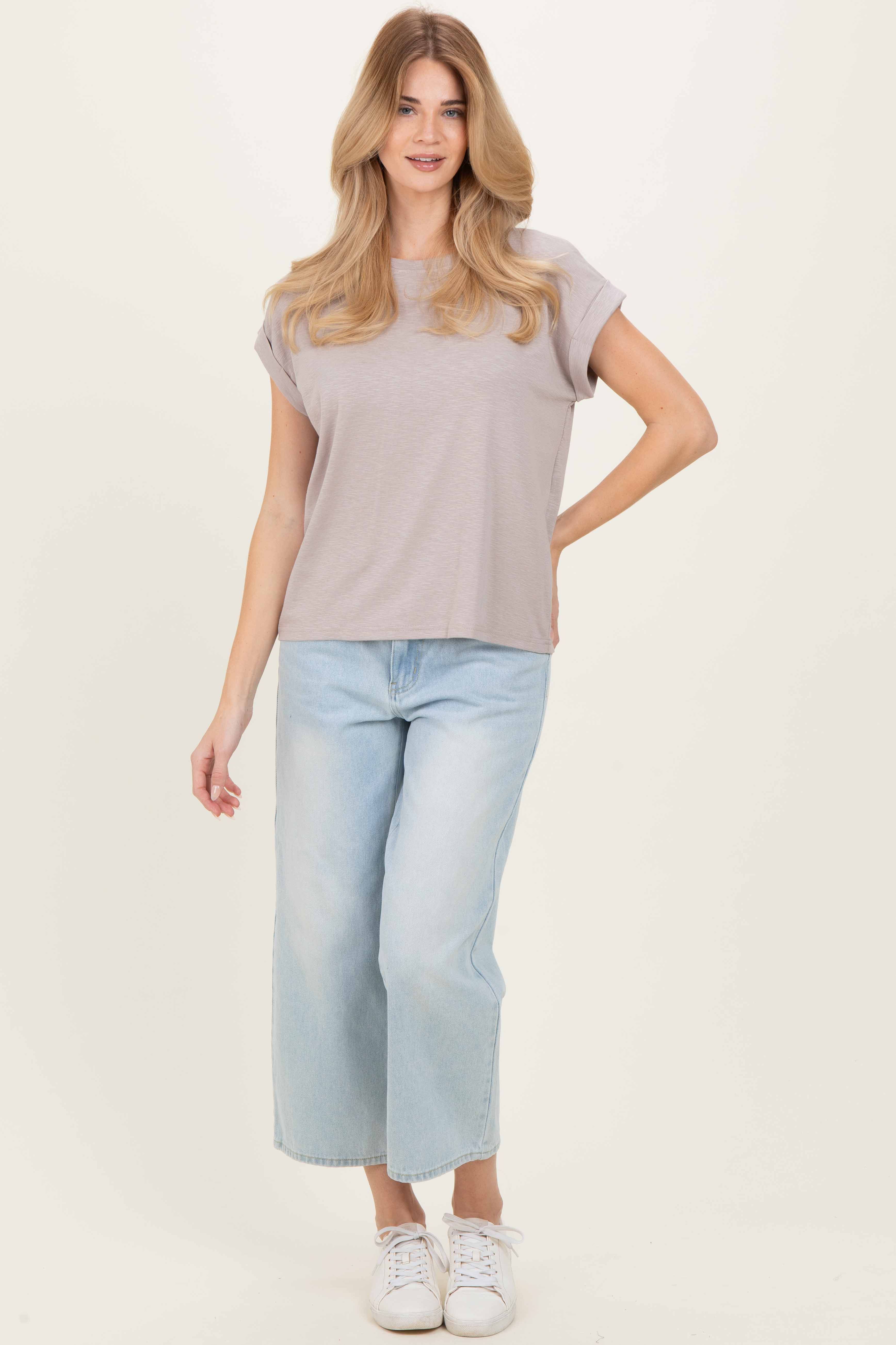 Ash Mocha Rolled Short Sleeve Tee - Image 2