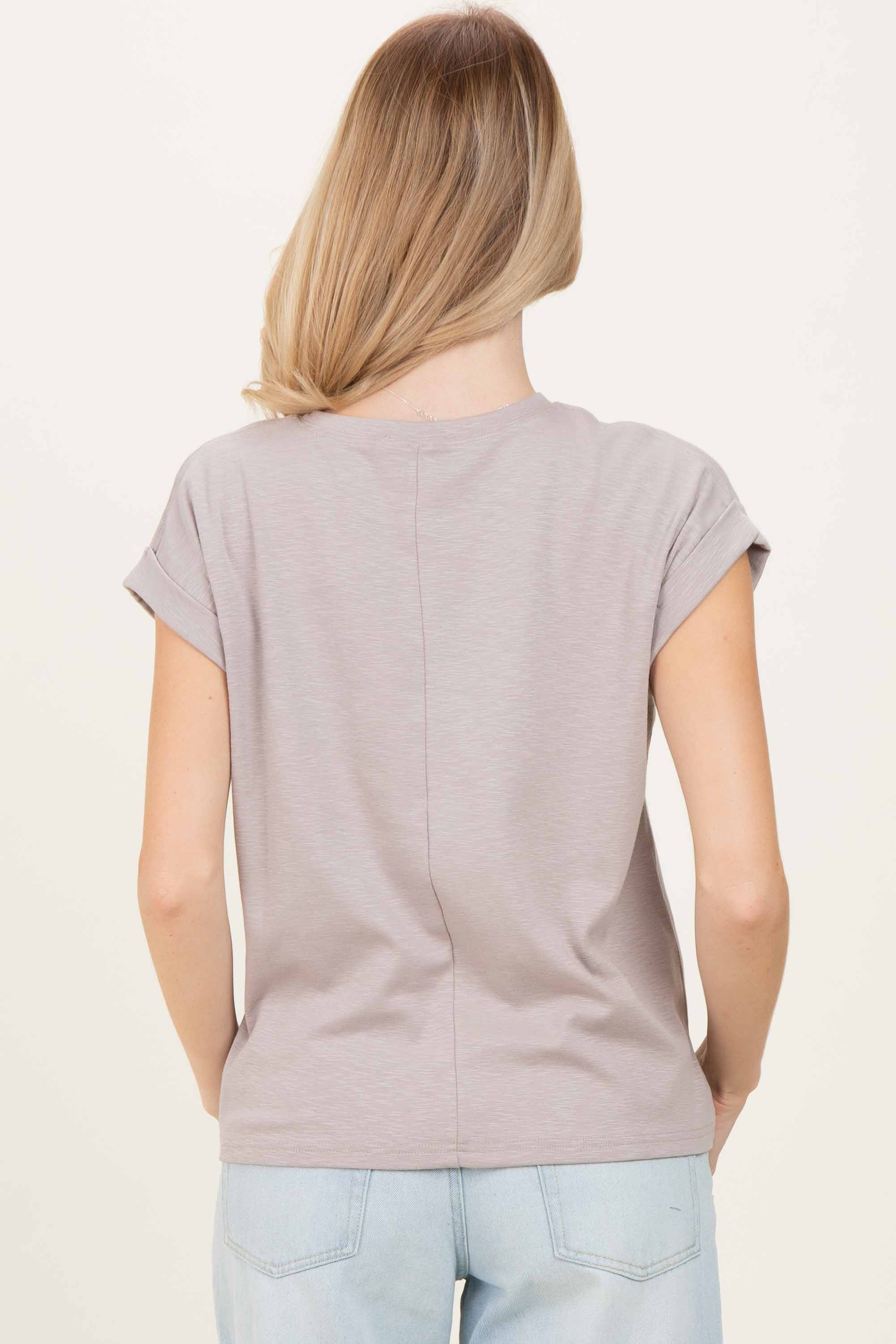 Ash Mocha Rolled Short Sleeve Tee - Image 3