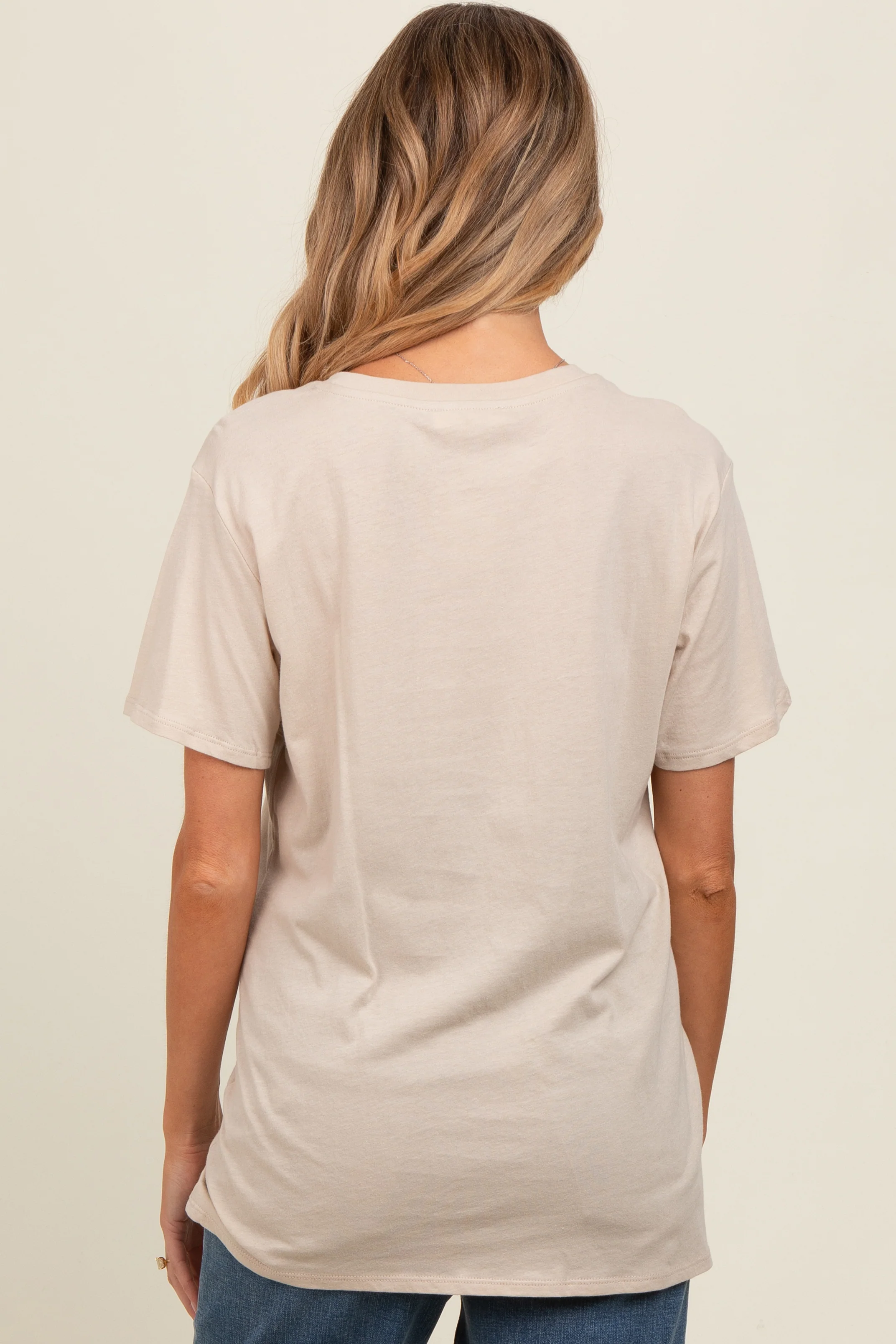Beige Basic Maternity Tee - Image 3