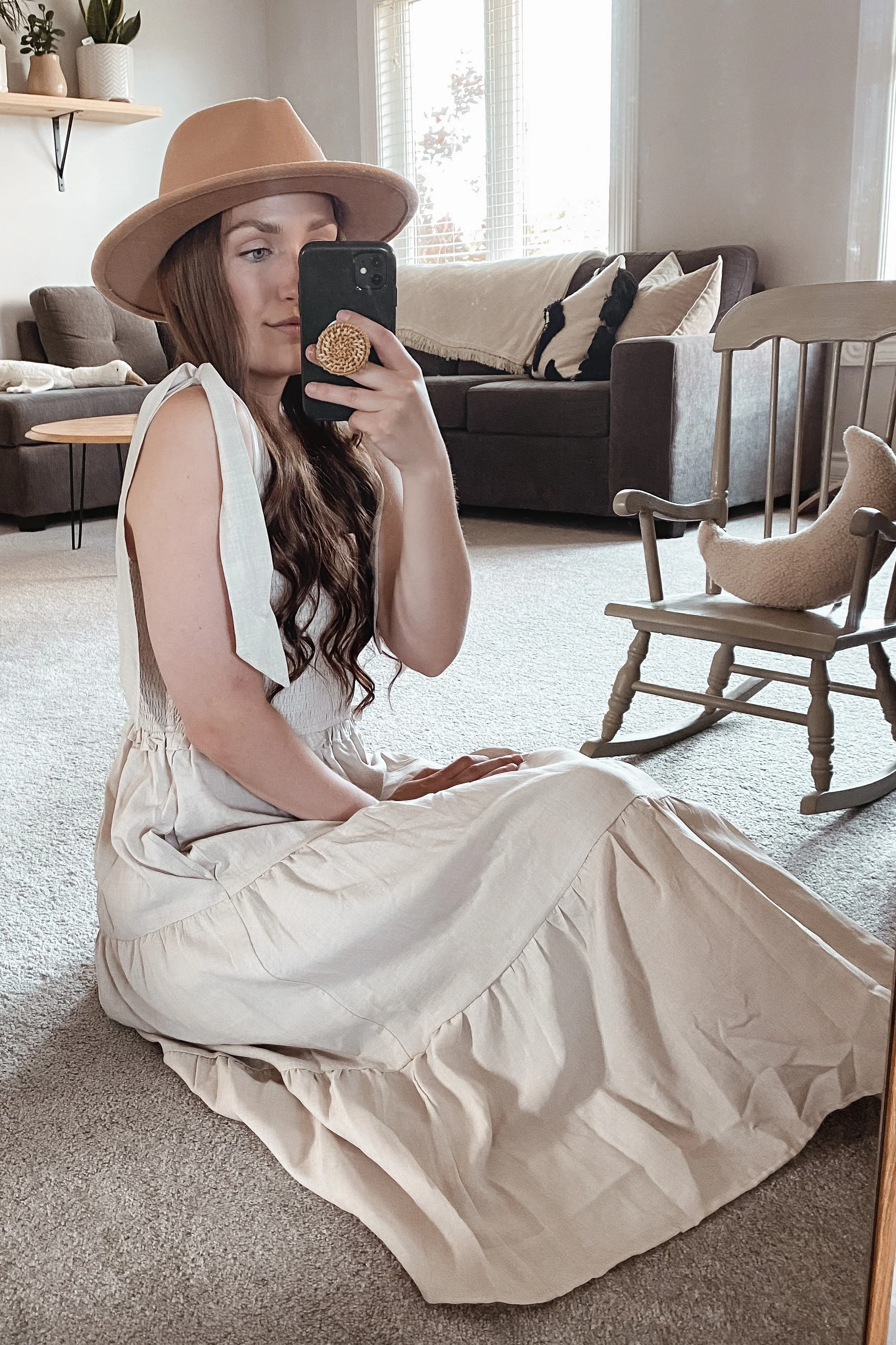 Beige Bow Strap Tiered Midi Dress - Image 8