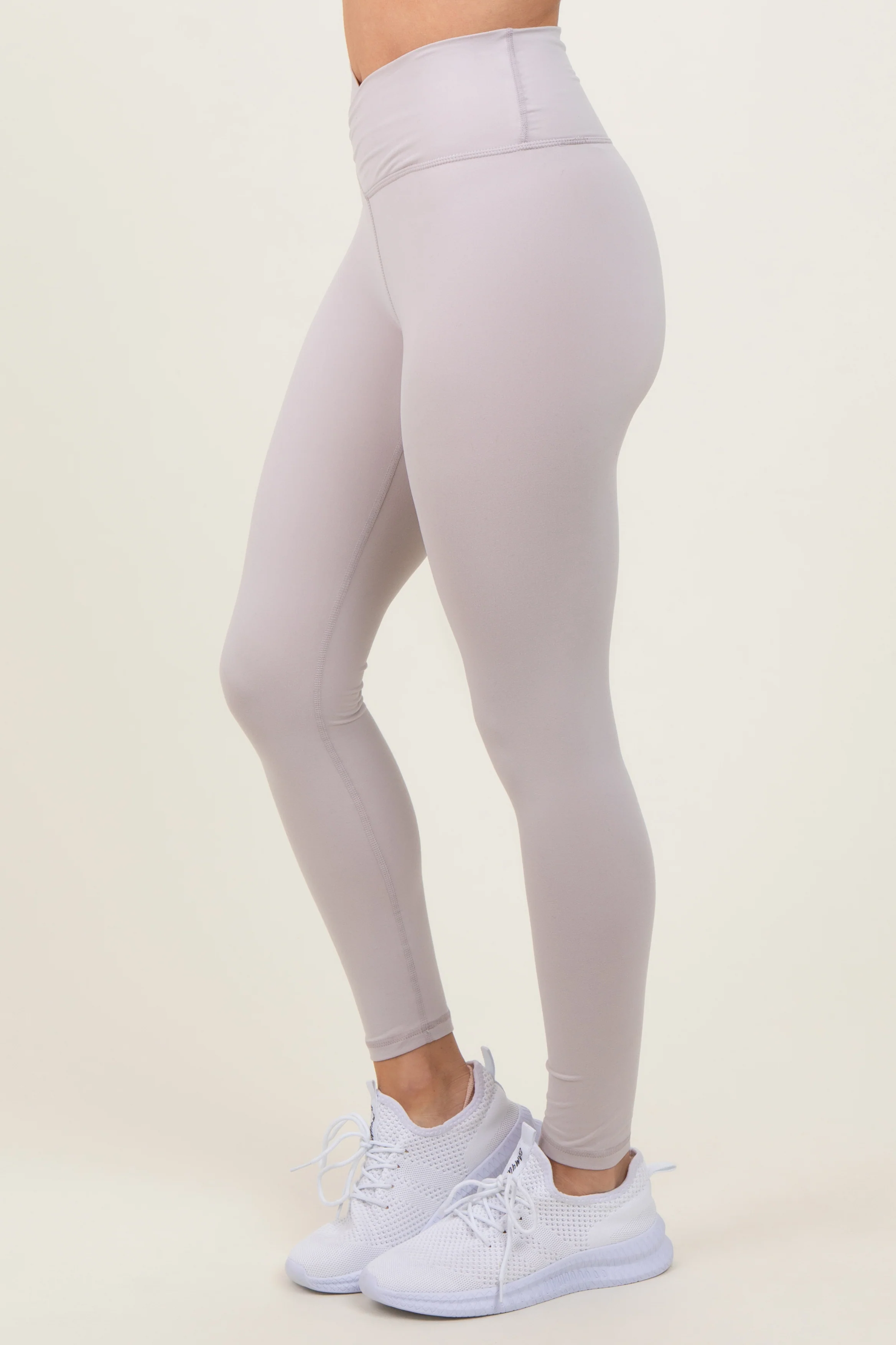 Beige Crossover Waistline Leggings - Image 4