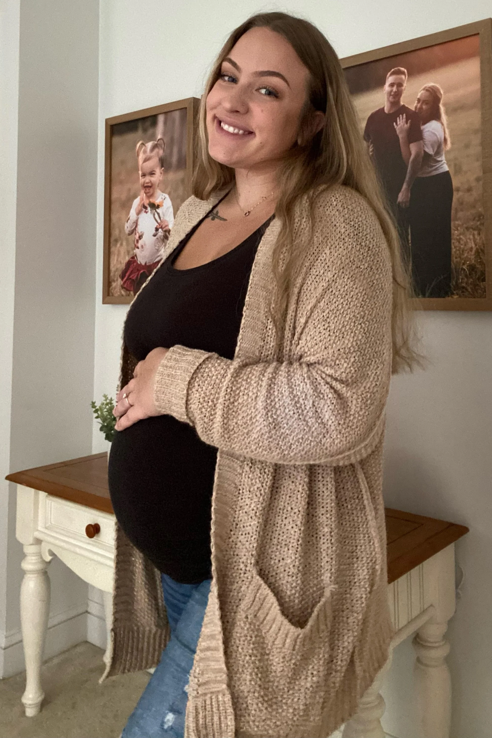 Beige Cuff Sleeve Maternity Cardigan - Image 5