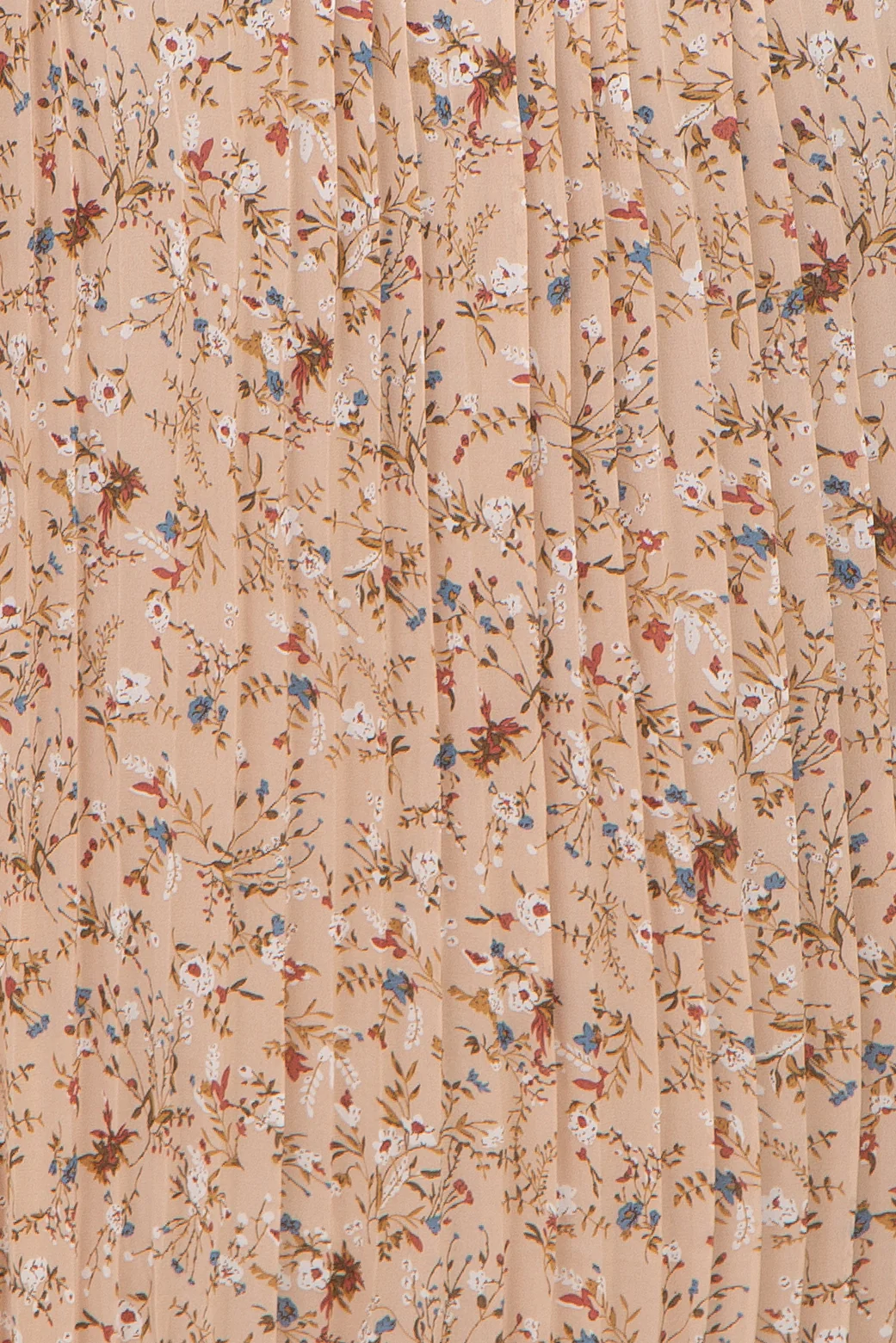 Beige Floral Pleated Chiffon Plus Midi Dress - Image 4