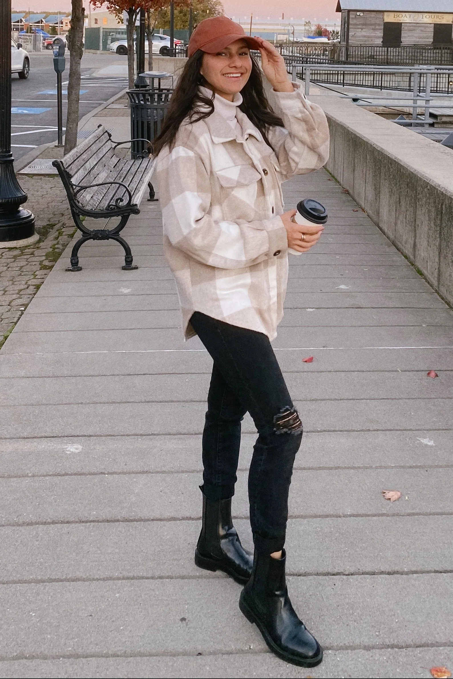 Beige Plaid Knit Shirt Jacket - Image 11