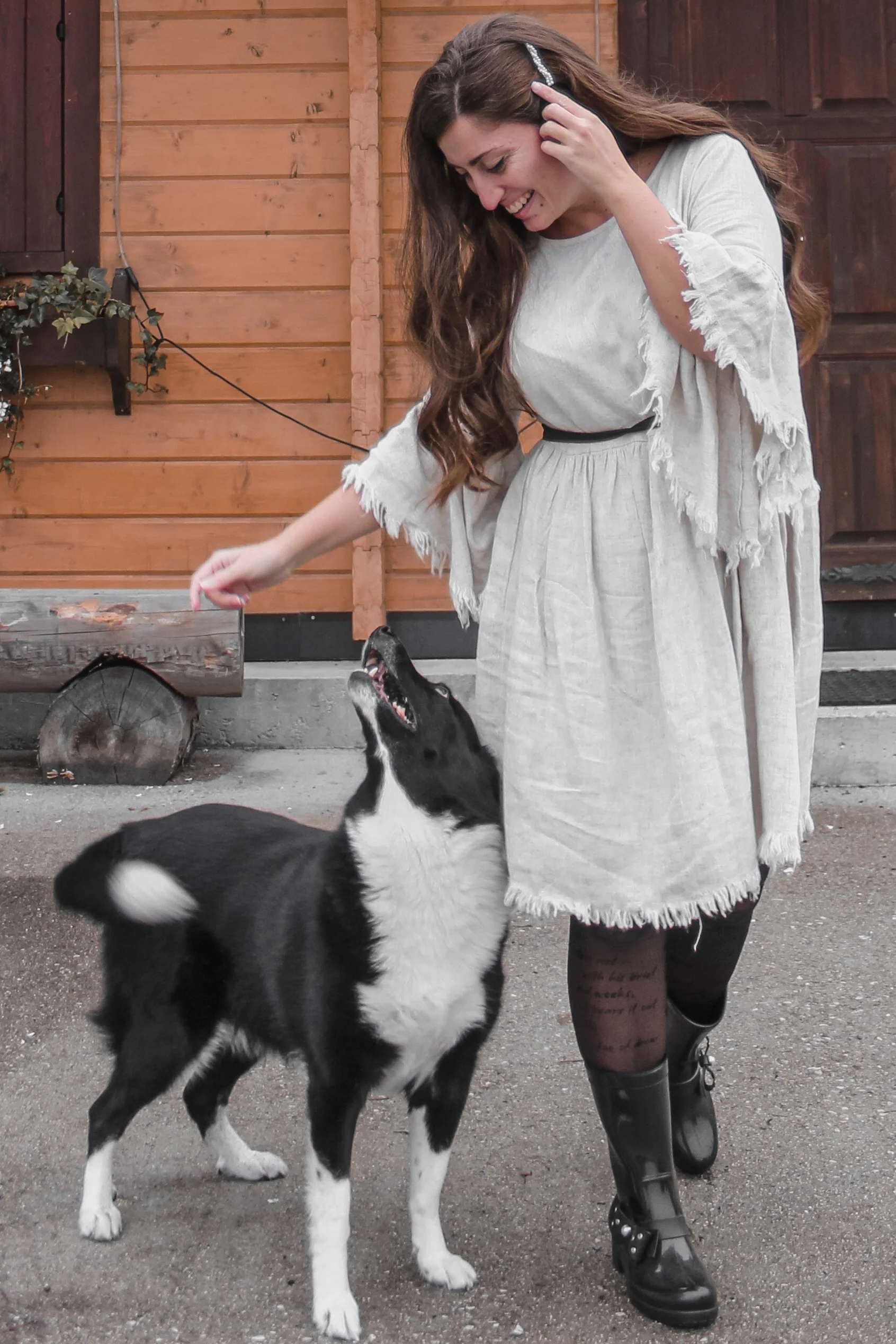 Beige Raw Edge Bell Sleeve Babydoll Dress - Image 21