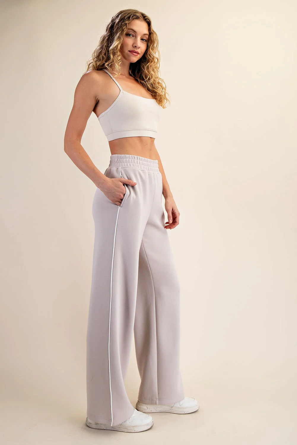 Beige Stripe Detail Maternity Lounge Pants - Image 5