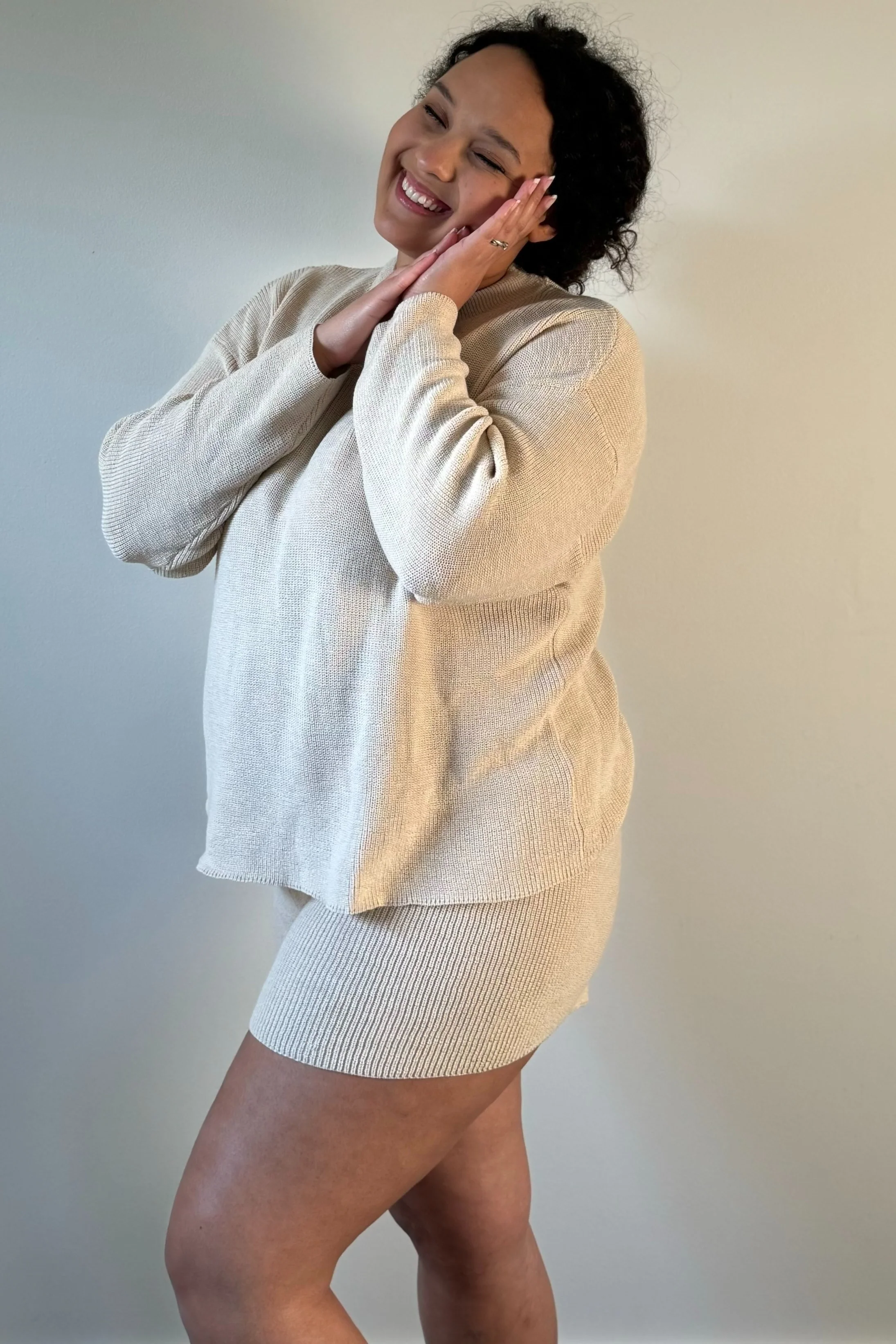 Beige Sweater and Short Set - Image 3