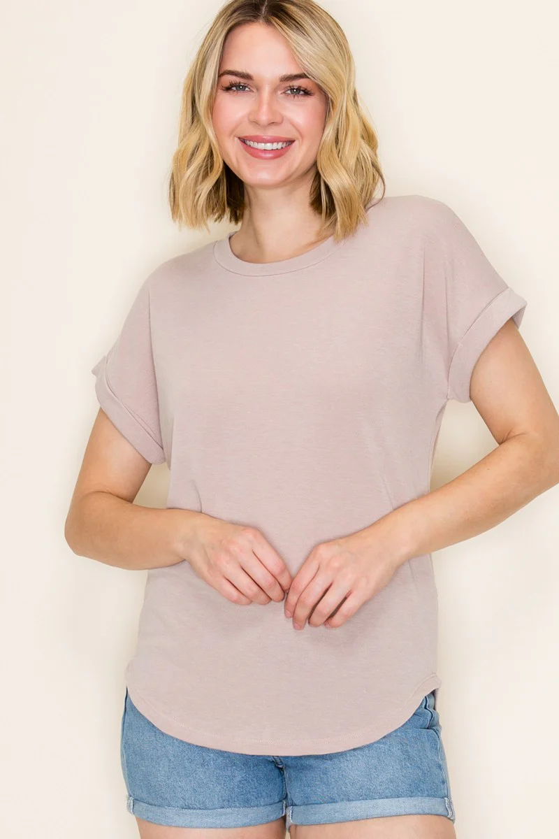 Beige Terry Knit Basic Maternity Top - Image 4