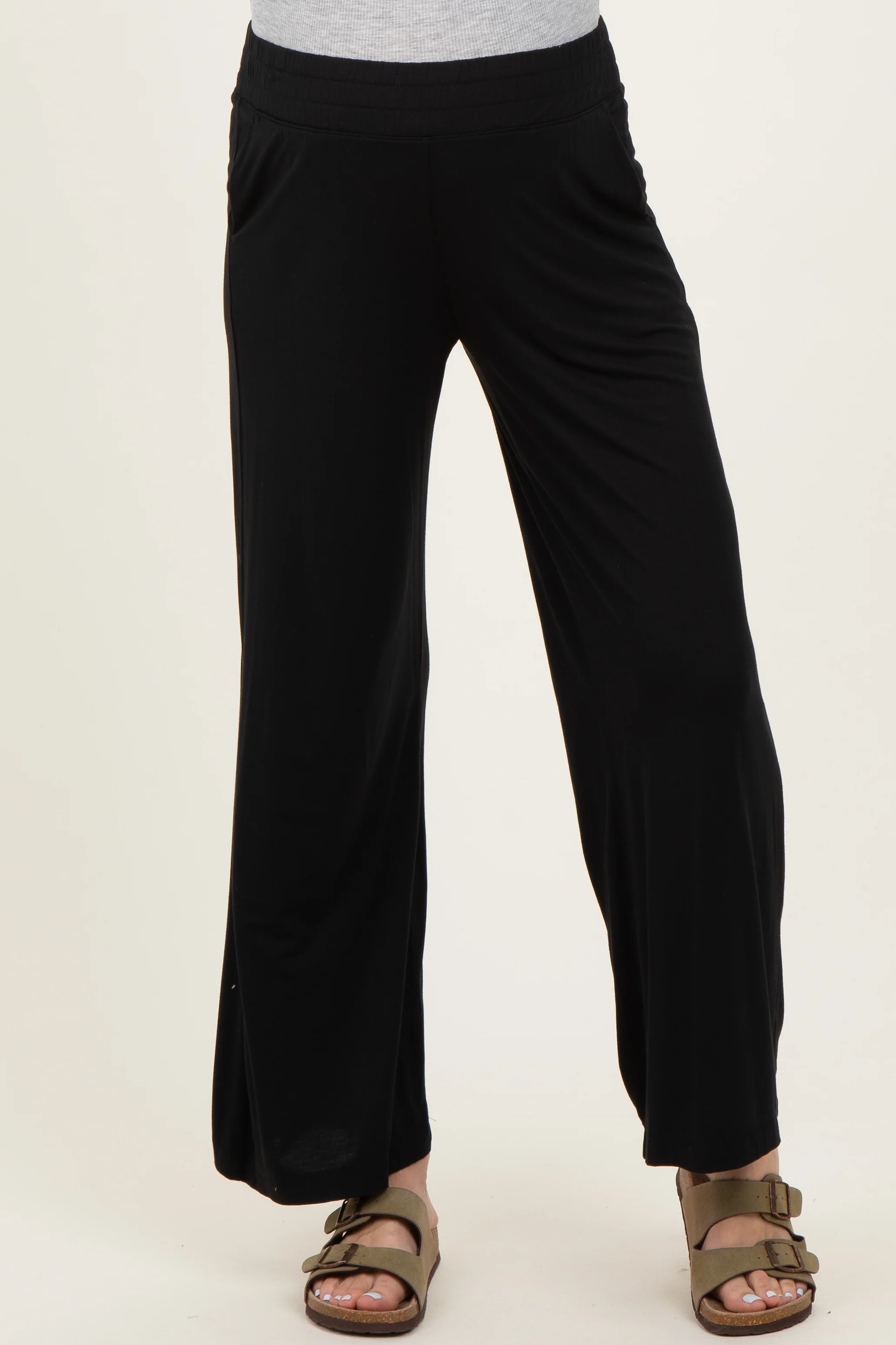 Black Ankle Wide Leg Maternity Pants - Image 3