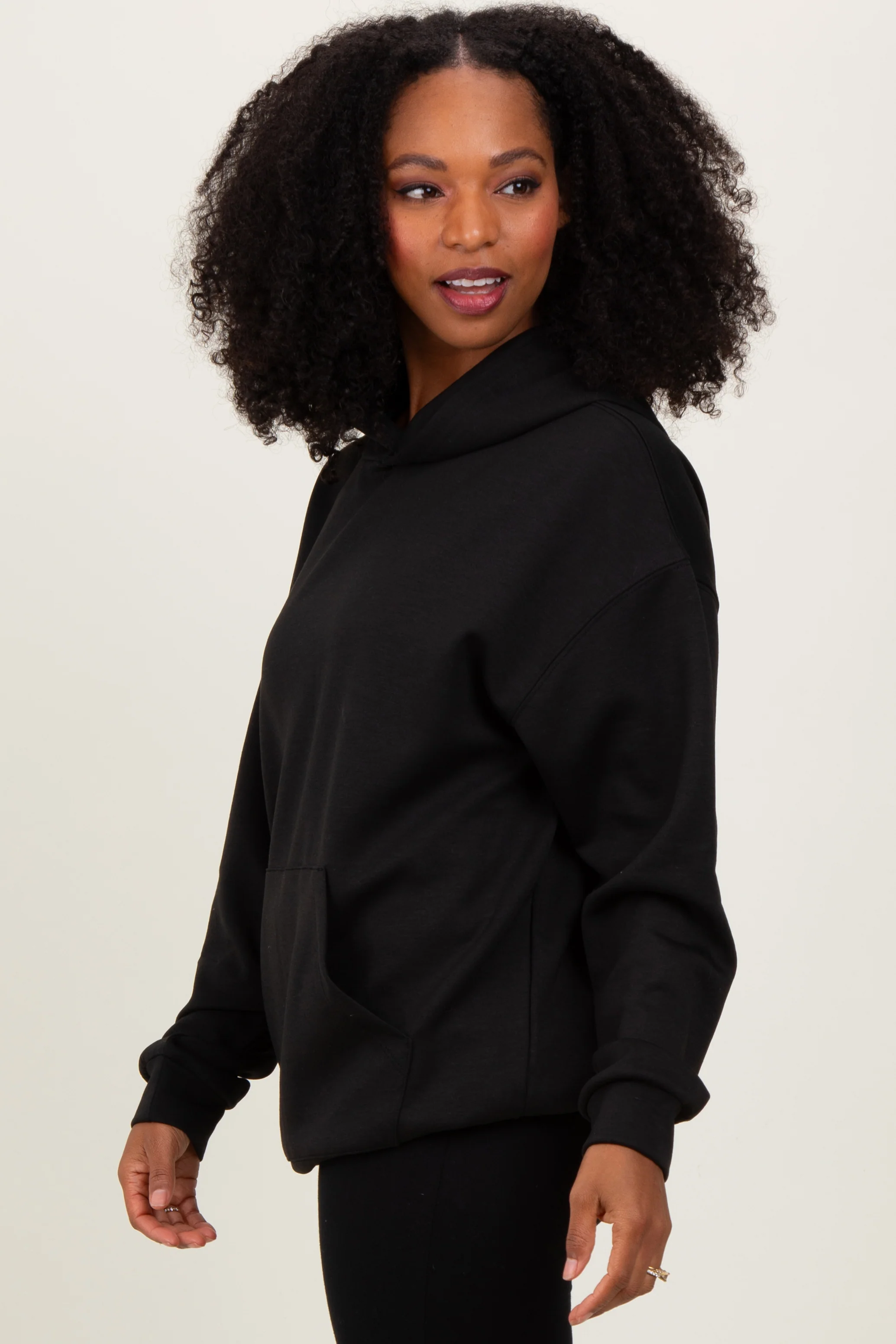 Black Basic Hoodie Sweatshirt - Image 3