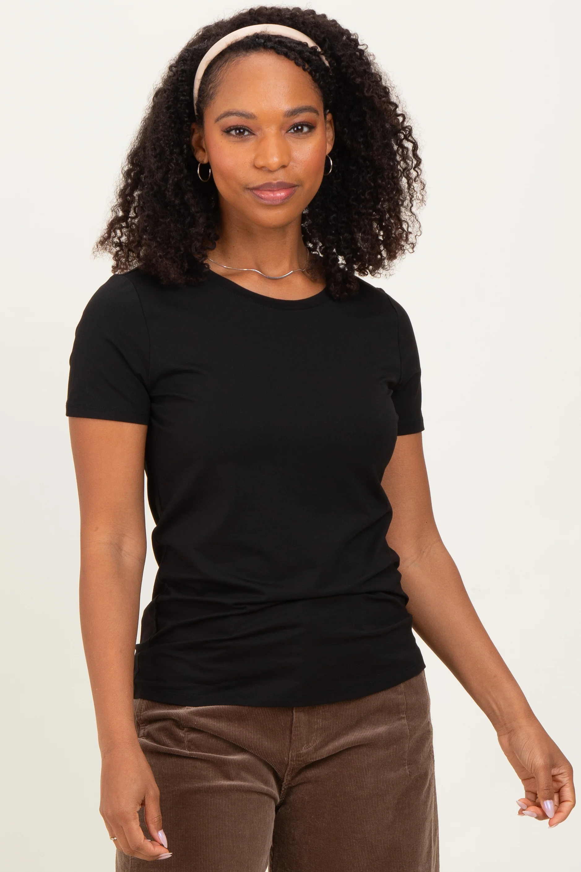 Black Basic Short Sleeve Maternity Tee - Image 5