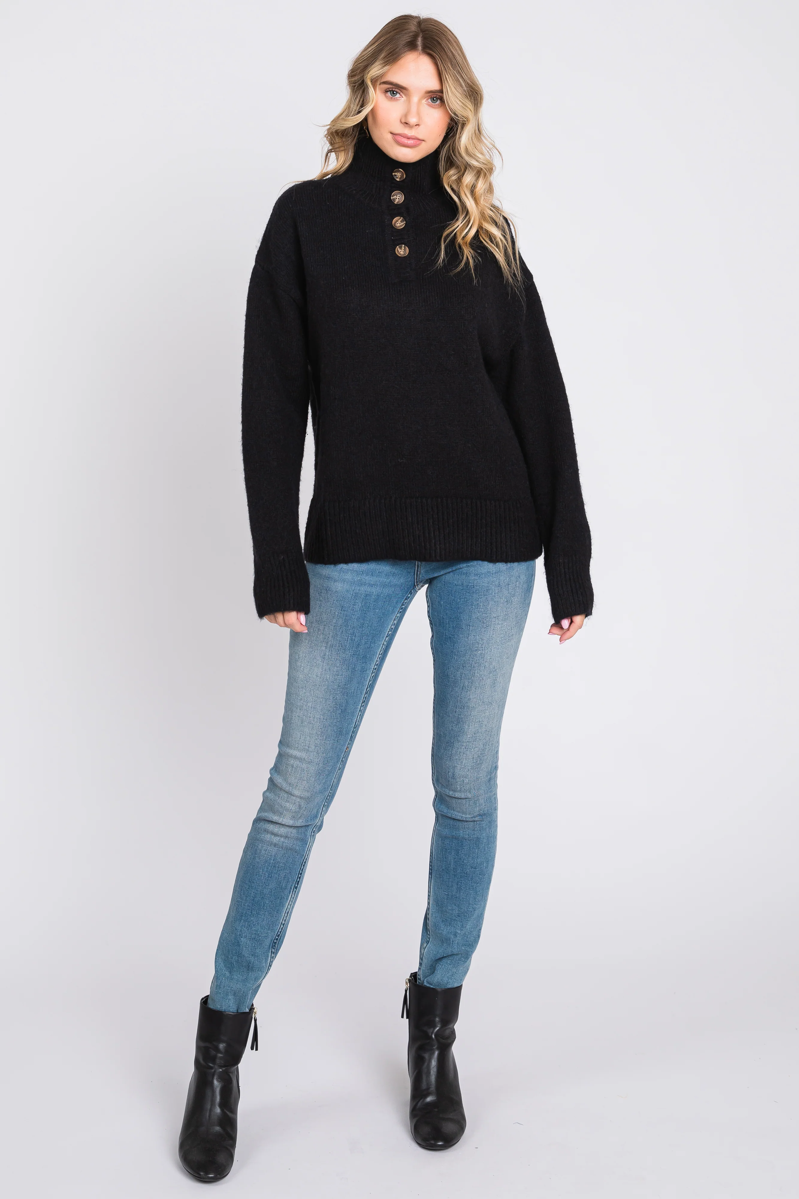 Black Button Front Sweater - Image 4