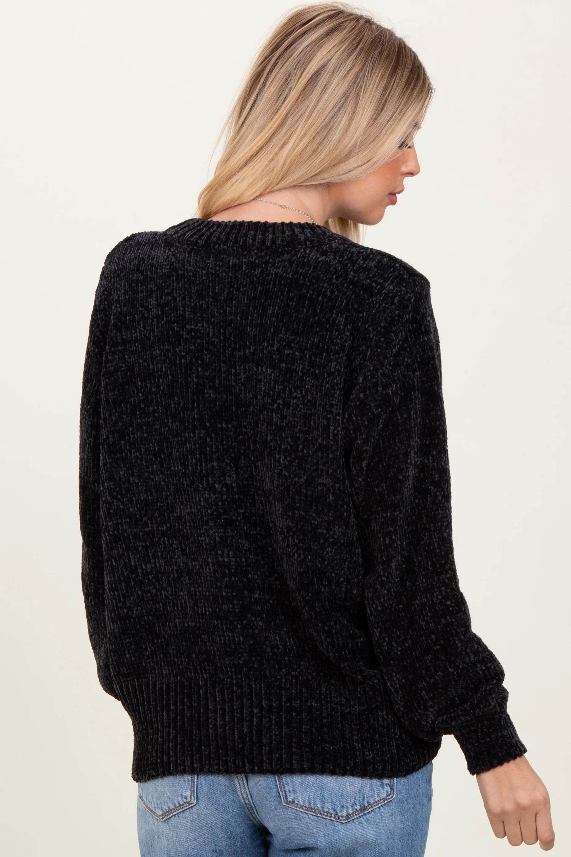 Black Chenille Knit Sweater - Image 4