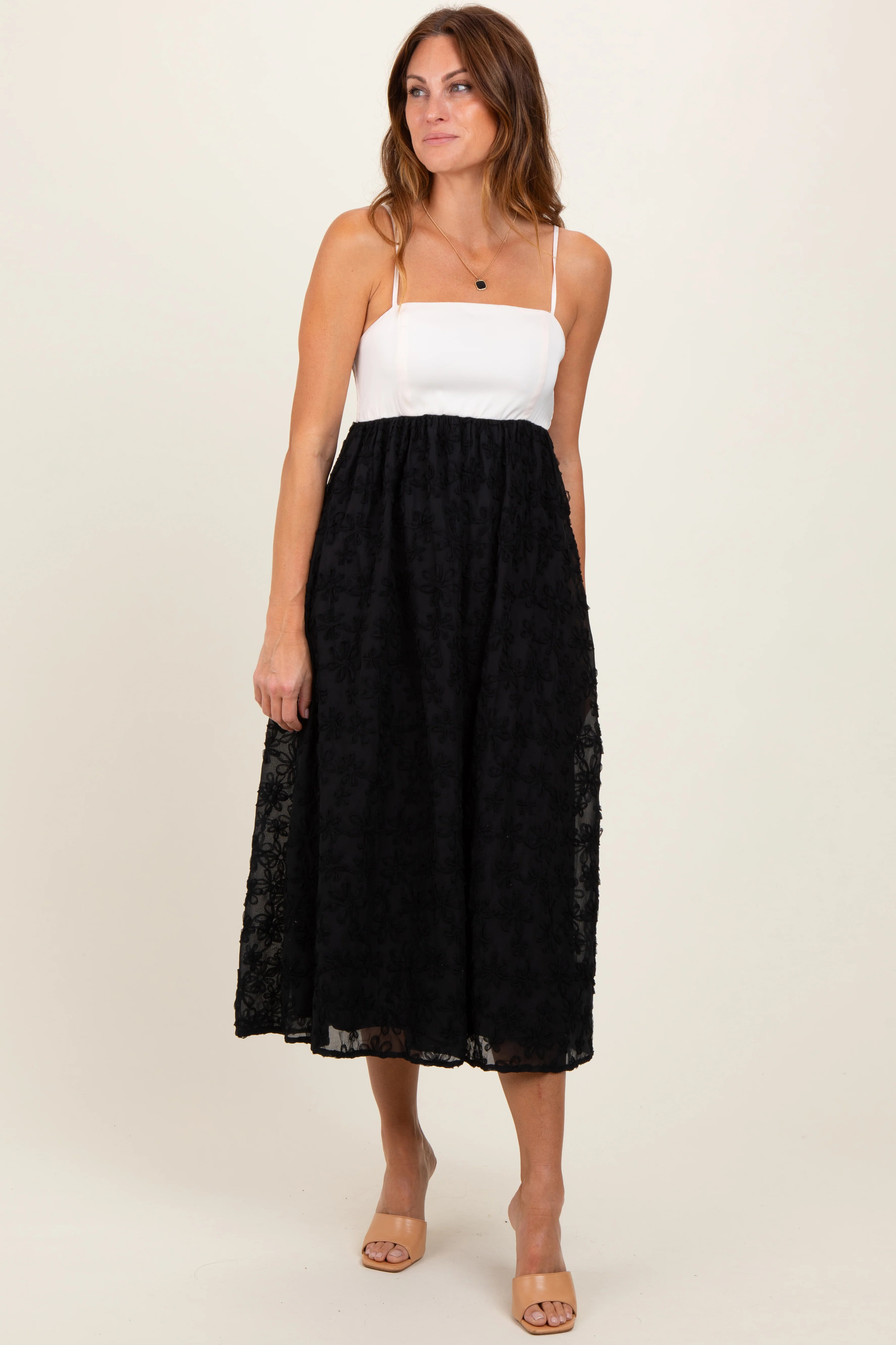 Black Colorblock Lace Maxi Dress - Image 2