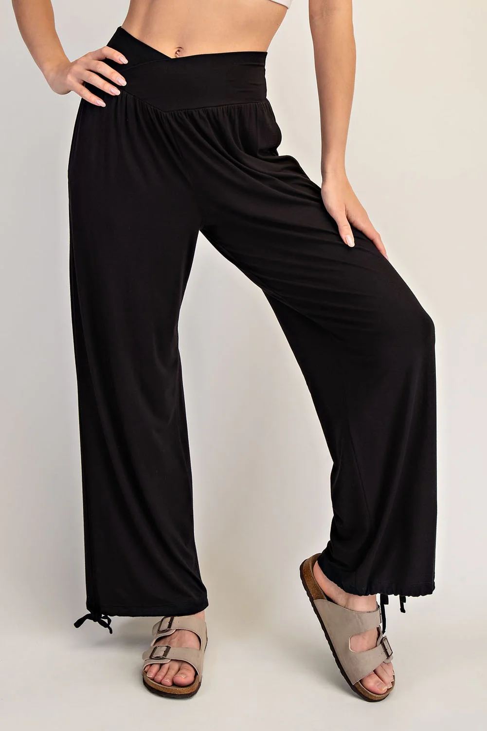 Black Crossover Waist Pants - Image 2