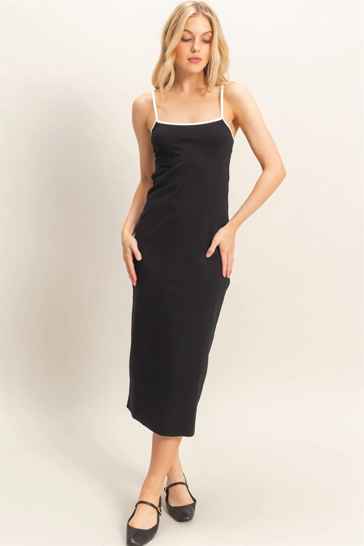 Black Cutout Fitted Maternity Midi Dress - Image 4