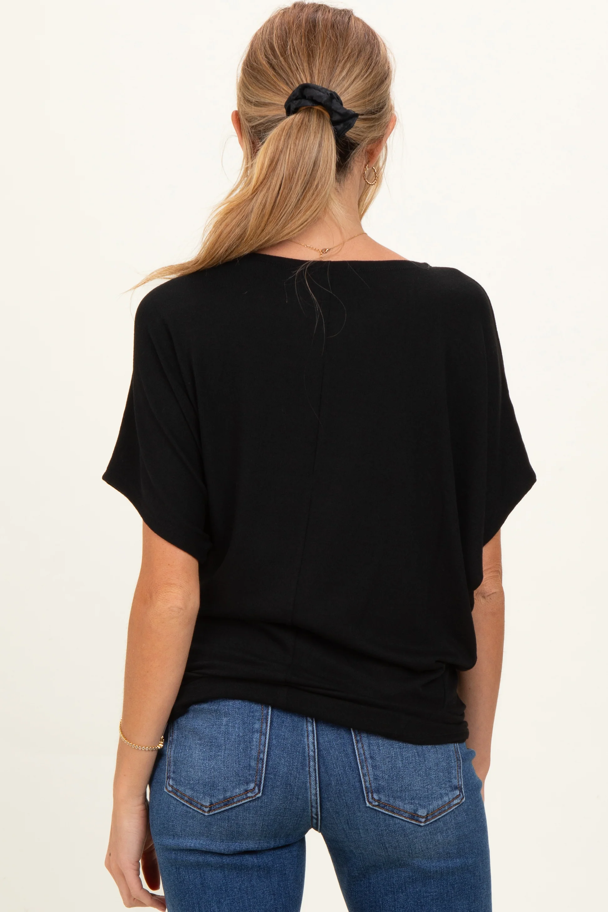 Black Dolman Sleeve Boat Neck Maternity Top - Image 4