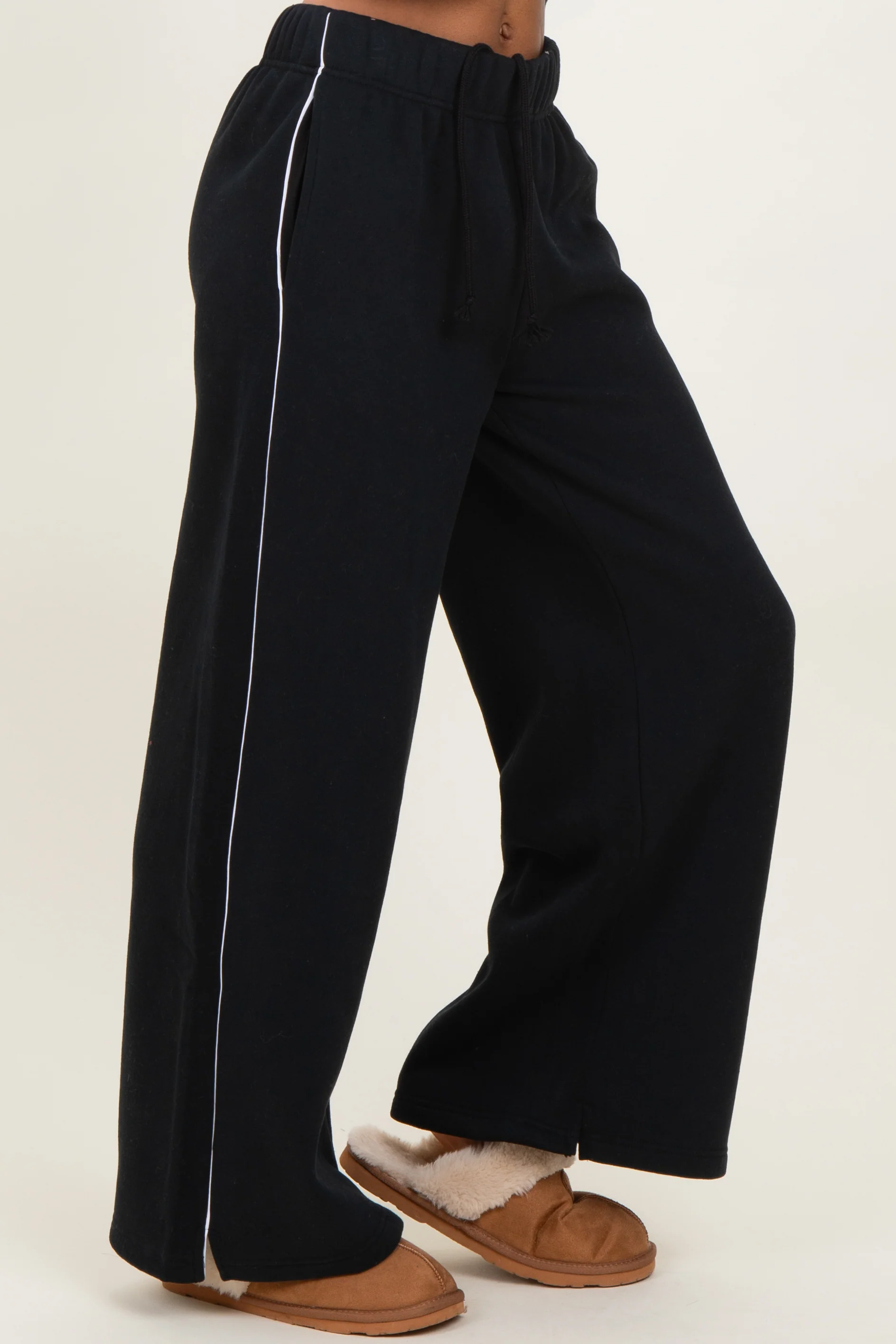 Black Fleece Wide Leg Sweatpants - Image 3