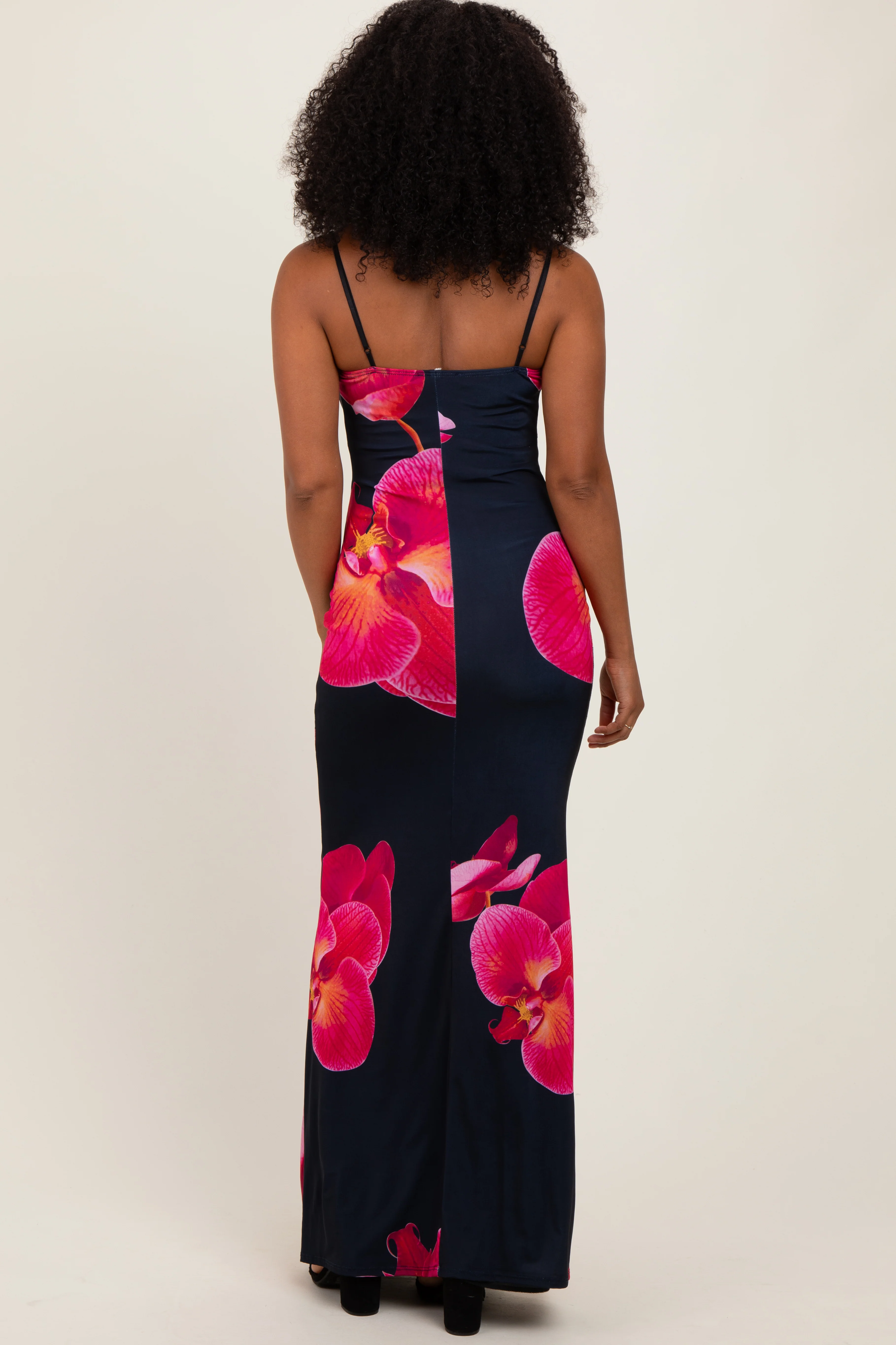 Black Floral Sleeveless Maxi Dress - Image 4