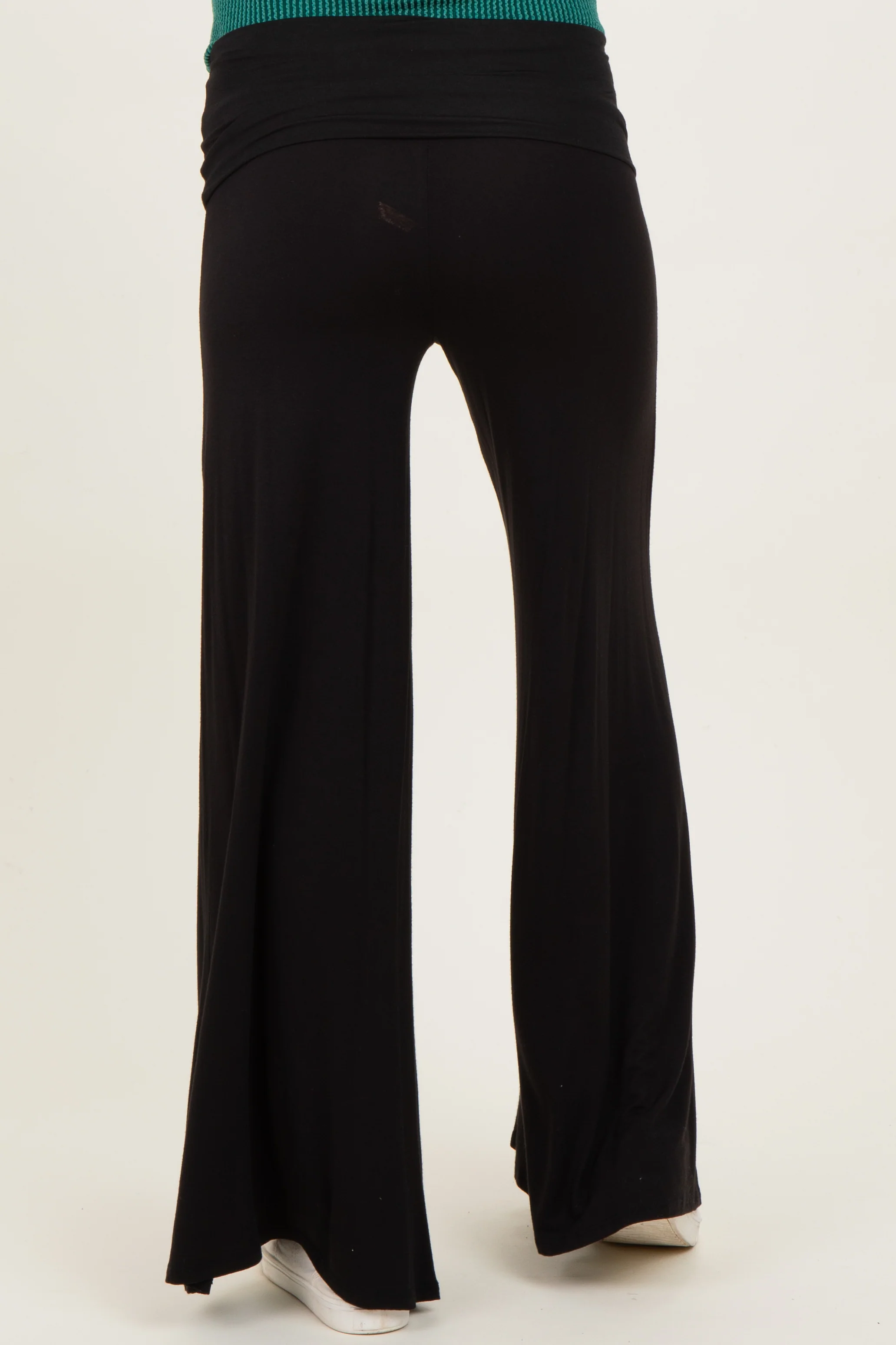 Black Fold Over Waist Maternity Wide Leg Lounge Pants - Image 5