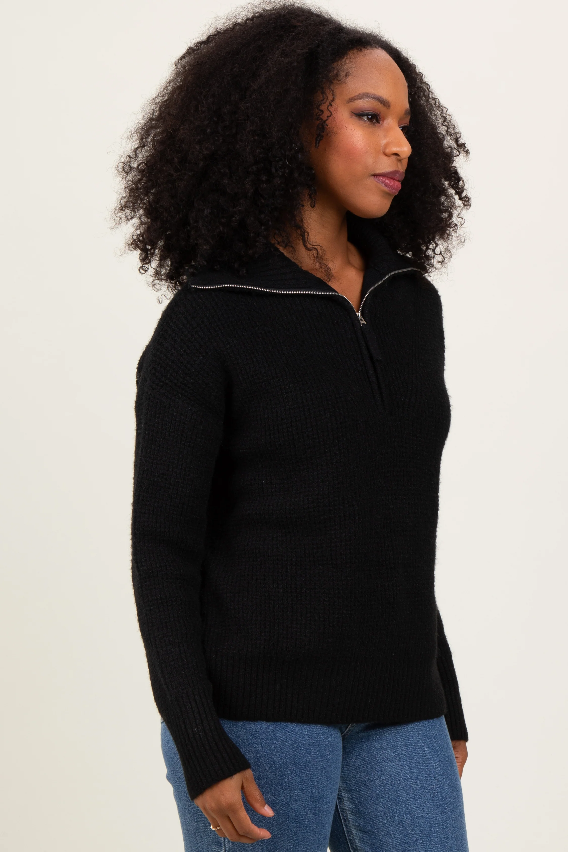 Black Half Zip Pullover Sweater - Image 3