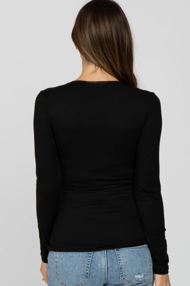 Black Long Sleeve Basic Maternity Top - Image 4