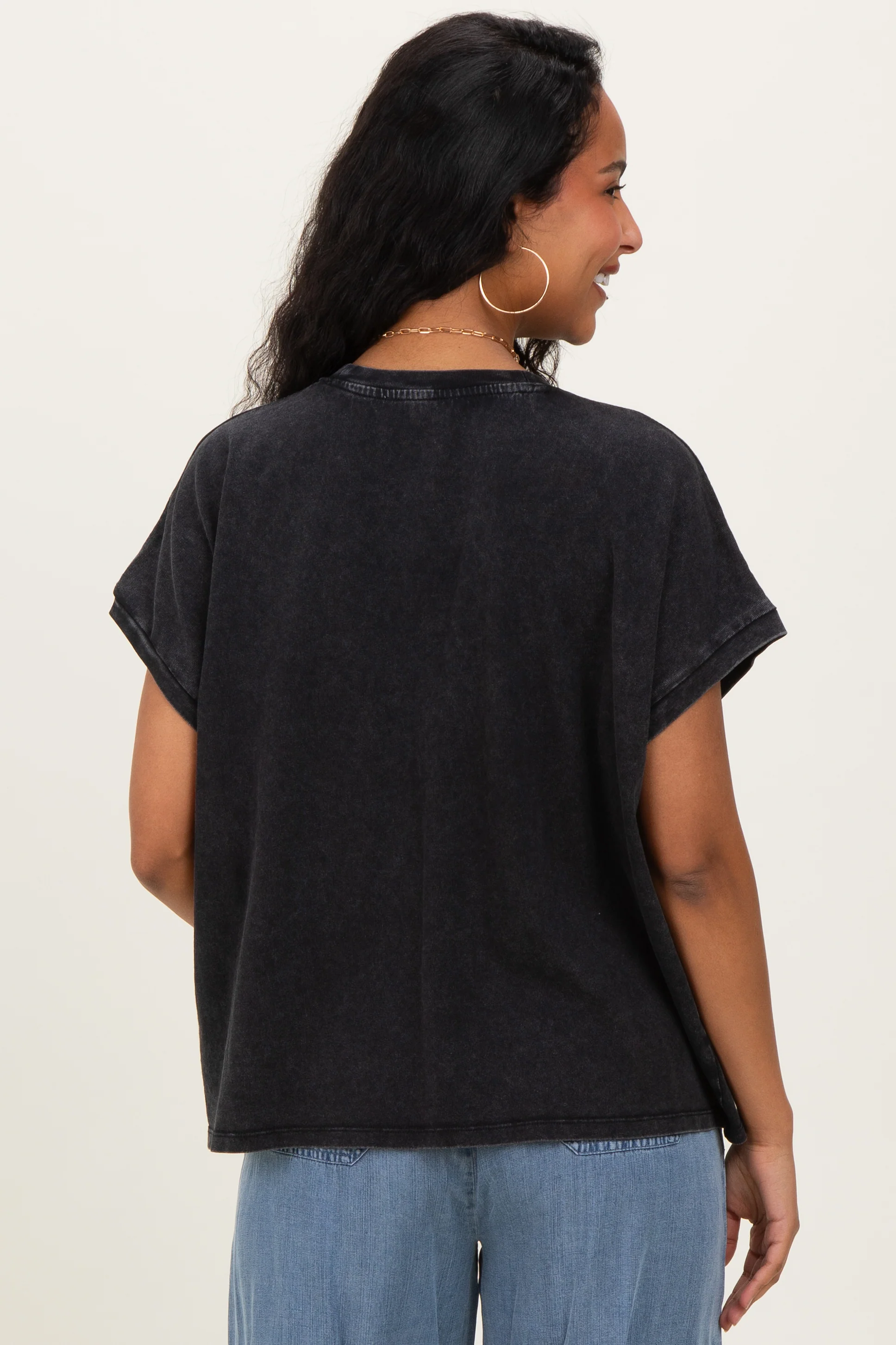 Black Mineral Wash Boxy Fit Maternity T-Shirt - Image 3