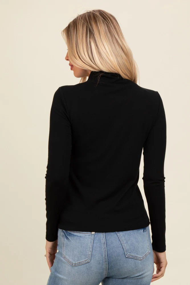 Black Mock Neck Long Sleeve Top - Image 4