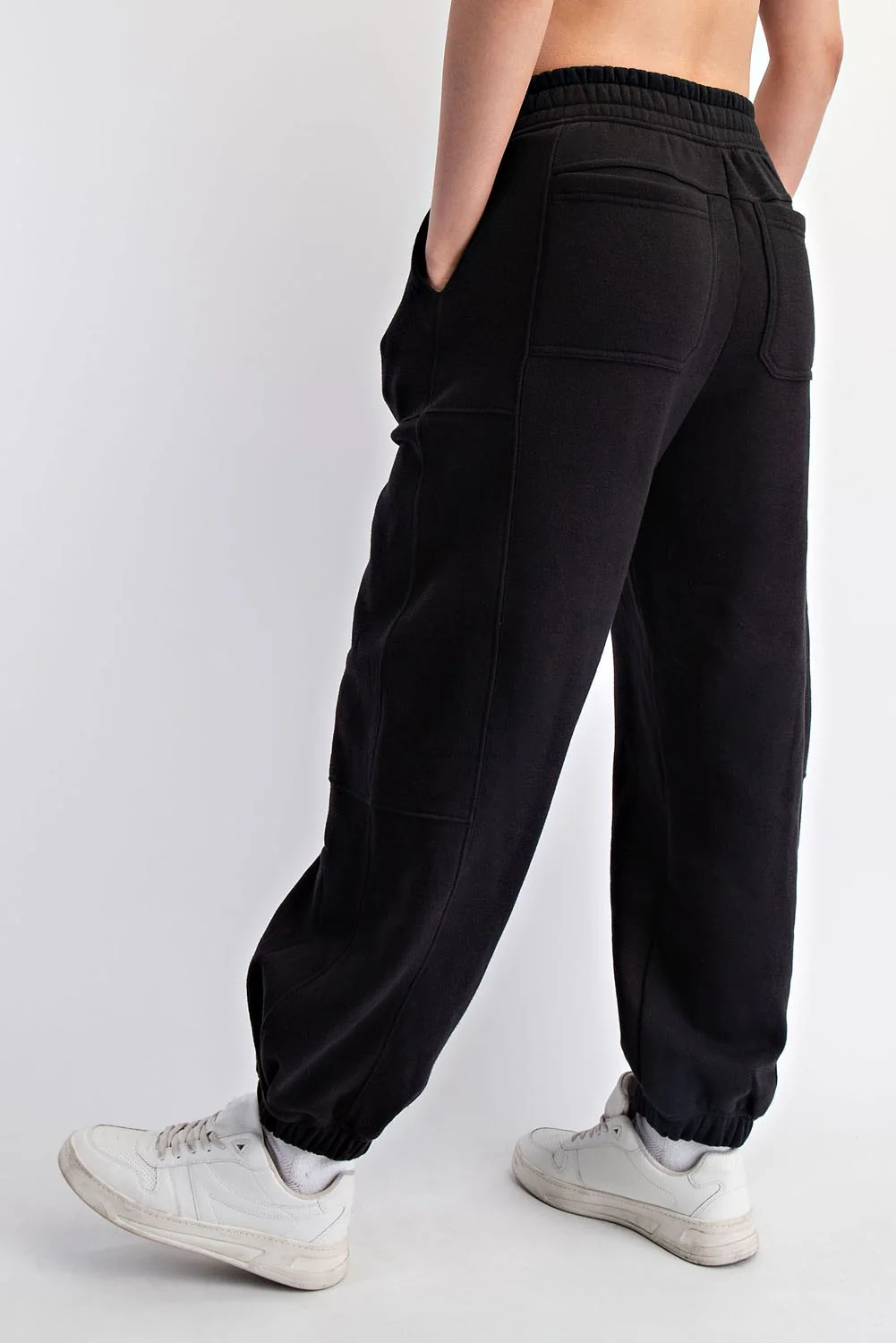 Black Multi Seam Fleece Sweatpants - Image 3