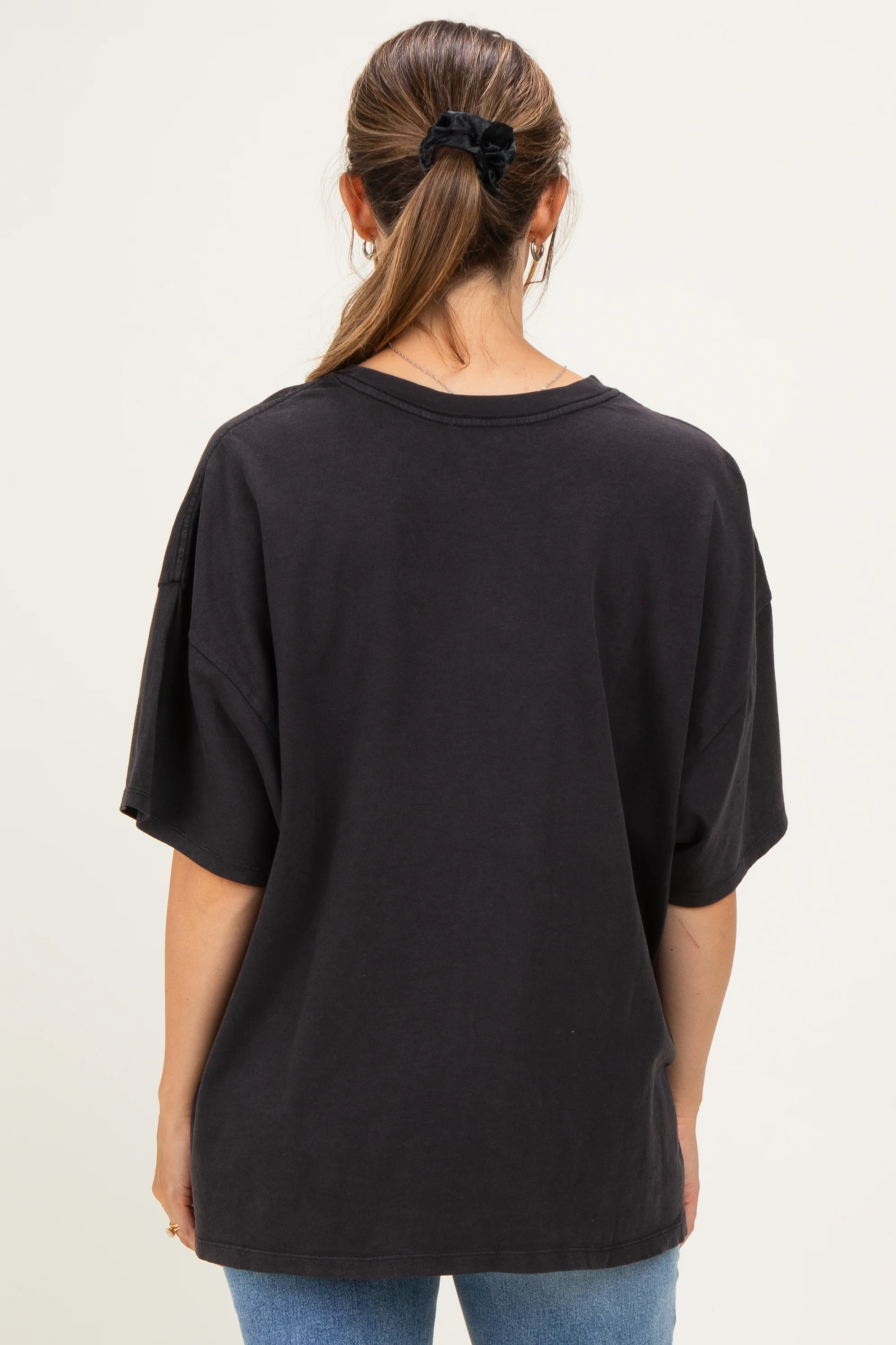 Black Oversized Mineral Wash Maternity T-Shirt - Image 4