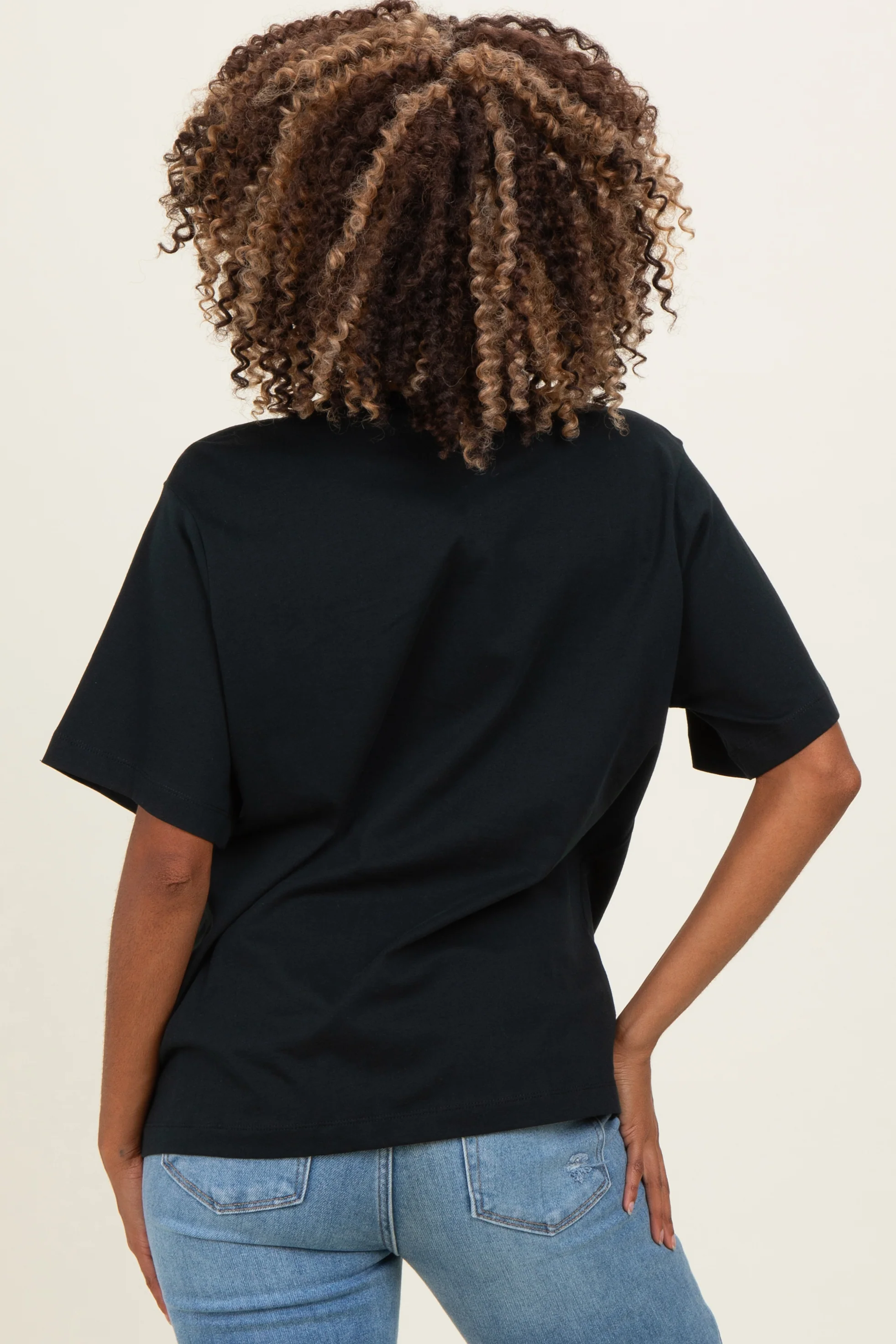 Black Oversized Short Sleeve Crew Neck Maternity T-Shirt - Image 4