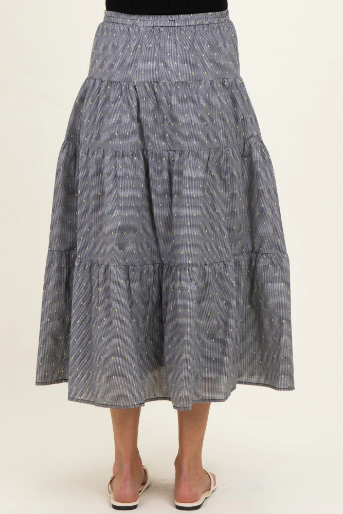 Black Printed Tiered Maternity Maxi Skirt - Image 4