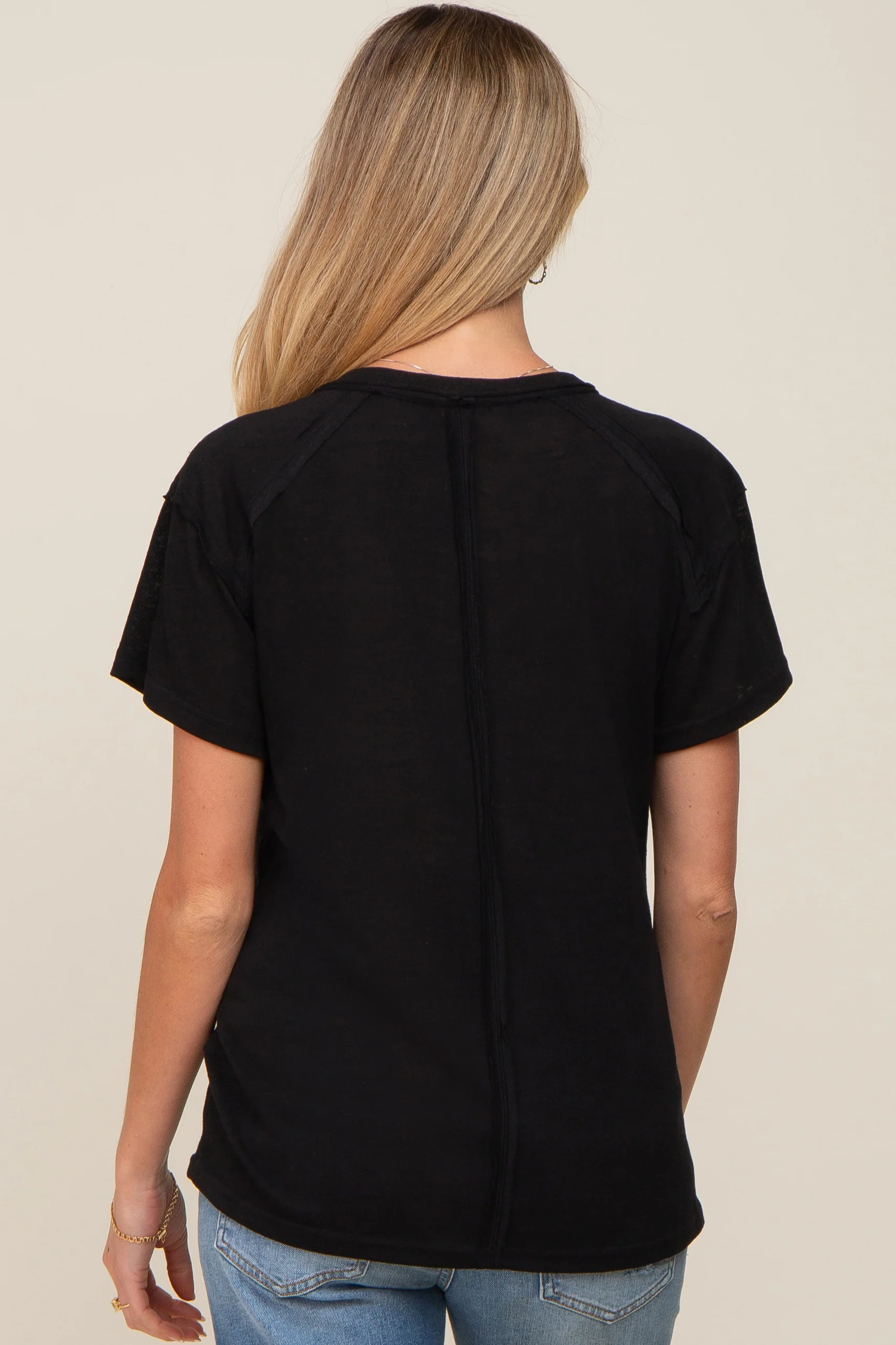Black Raw Hem Maternity Tee - Image 3