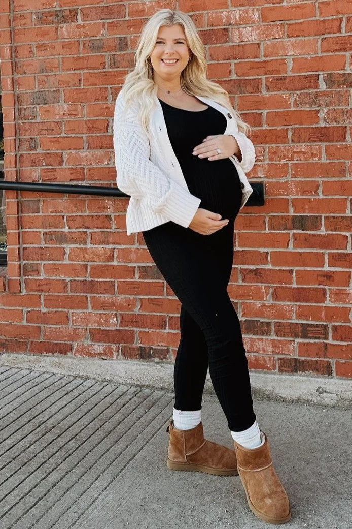 Black Ribbed Bodycon Maternity Jumpsuit - Image 6