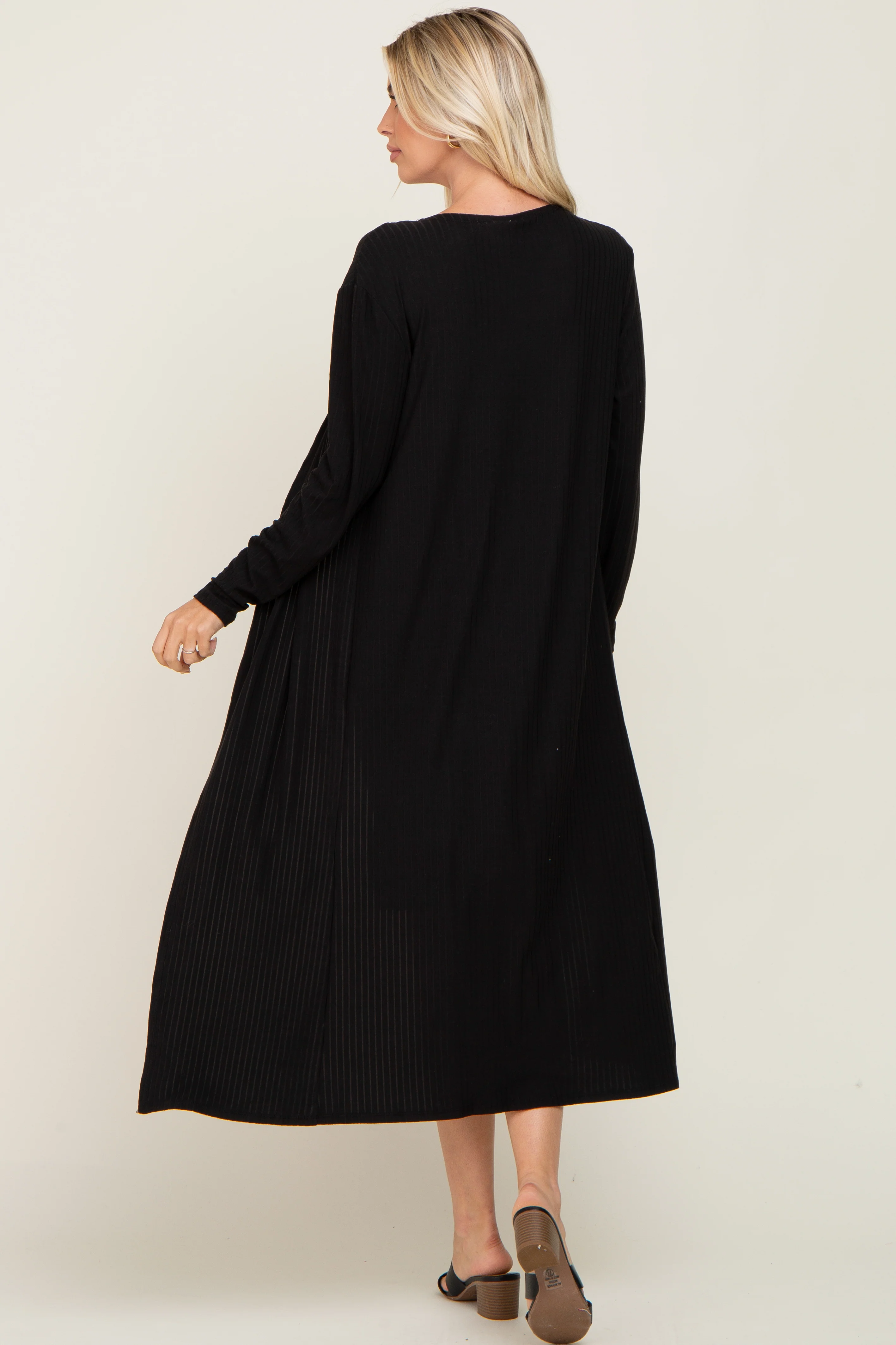 Black Ribbed Cardigan 2 Piece Set - Image 3