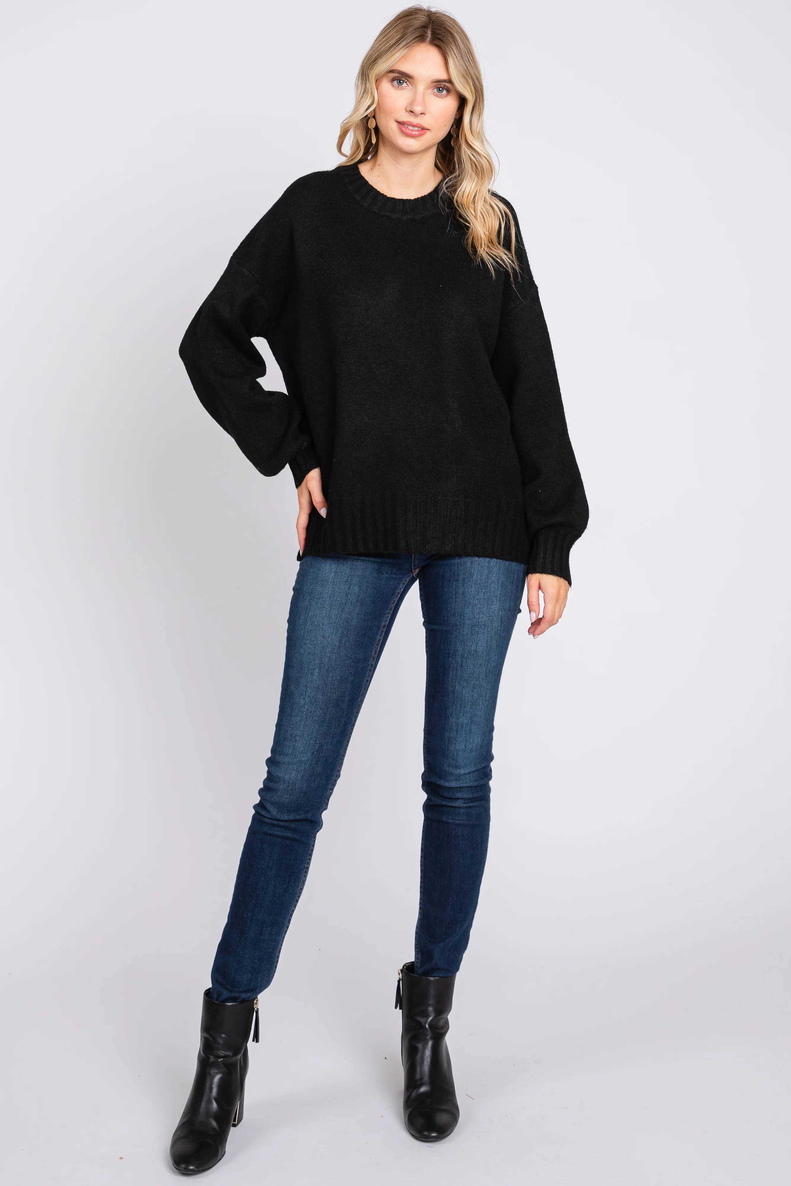 Black Ribbed Cuff Sweater - Image 5