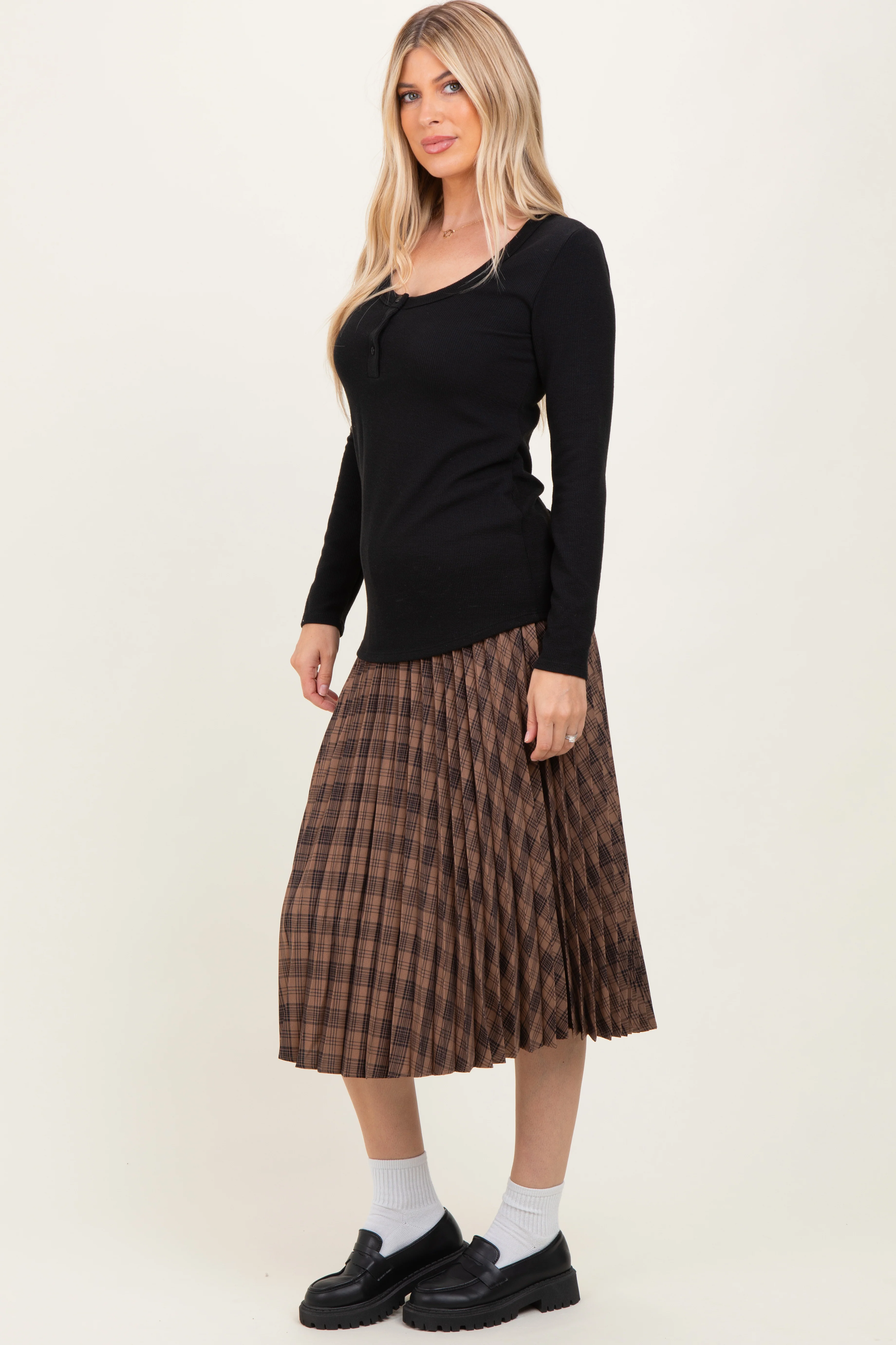 Black Ribbed Long Sleeve Henley Top - Image 4