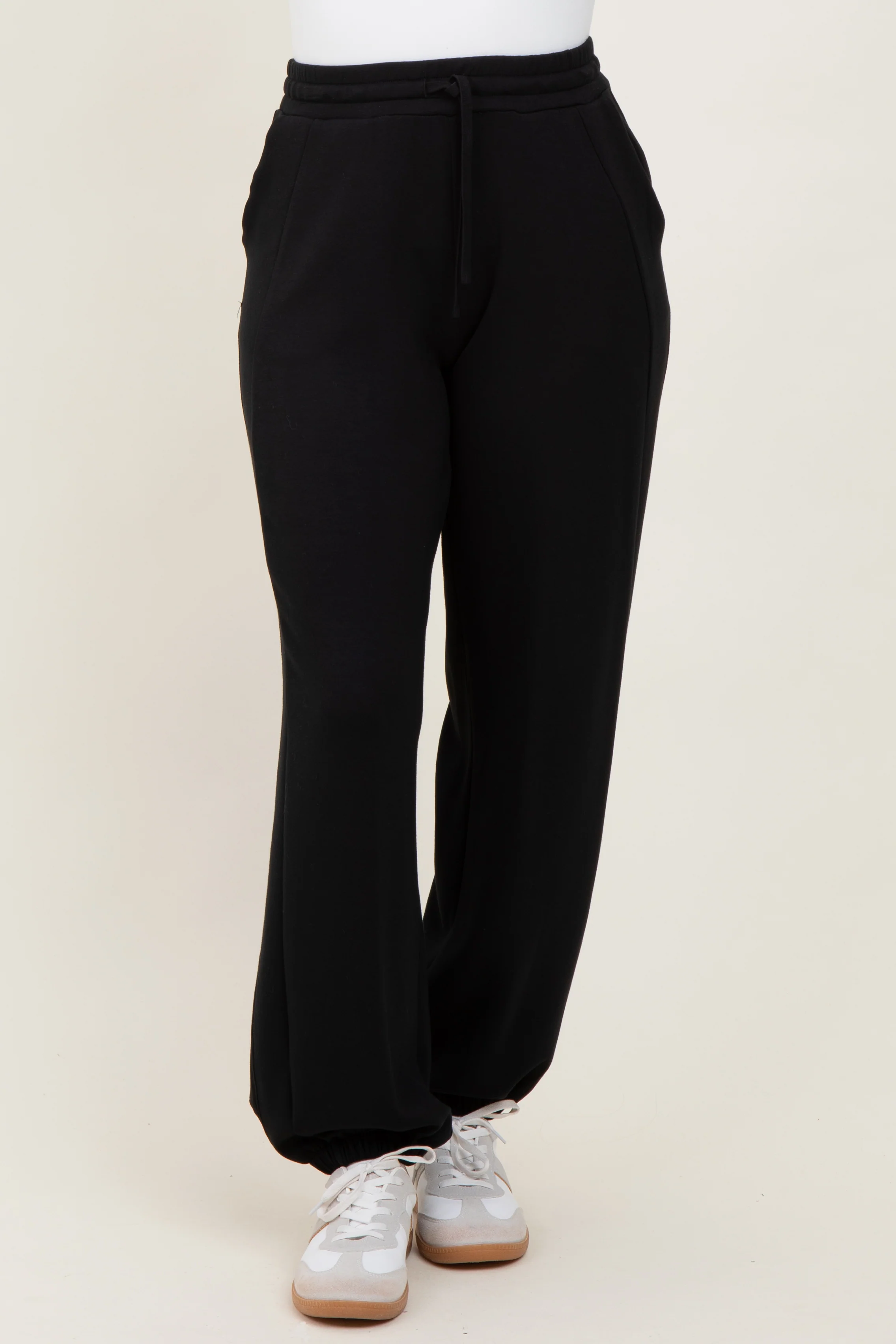 Black Scuba Drawstring Waist Relaxed Jogger Sweatpants - Image 2