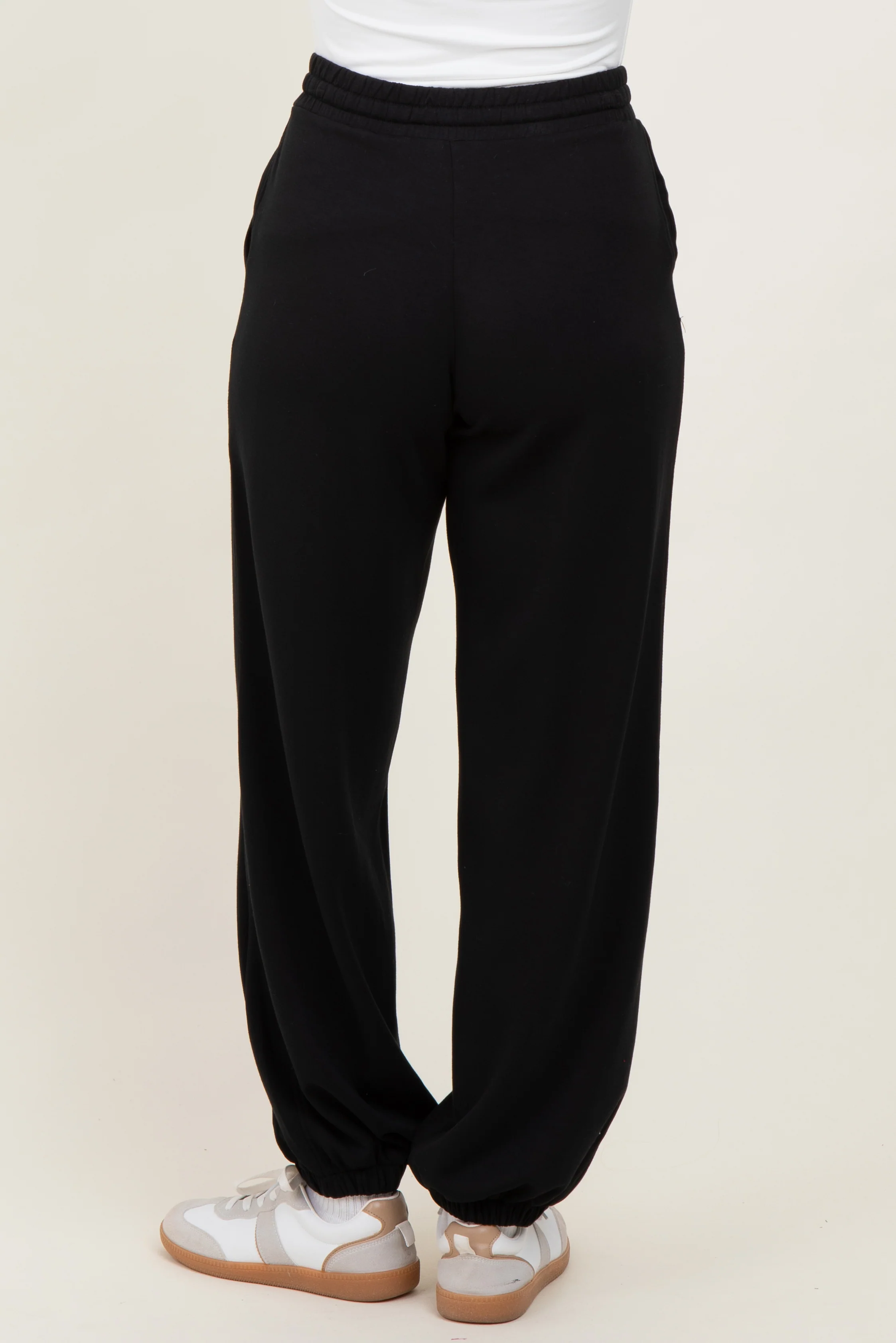 Black Scuba Drawstring Waist Relaxed Jogger Sweatpants - Image 4