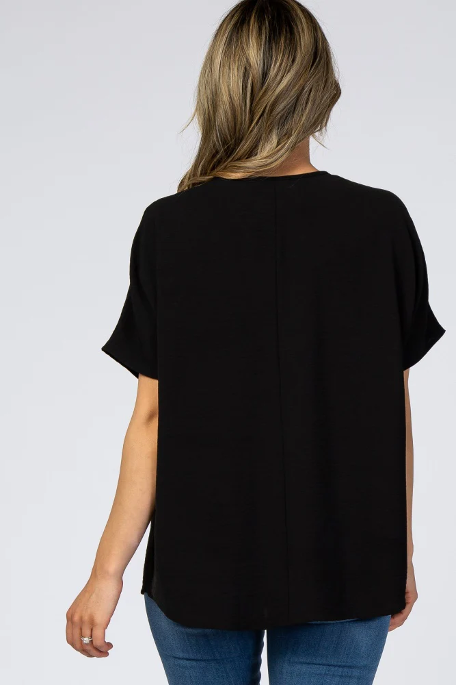 Black Short Sleeve Blouse - Image 4