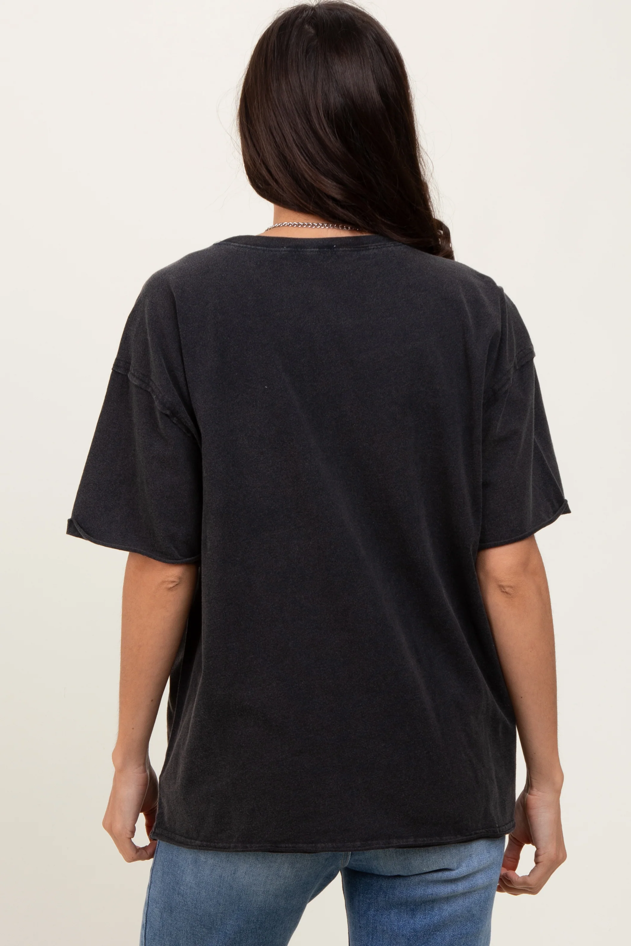 Black Short Sleeve Front Pocket Tunic Top - Image 4