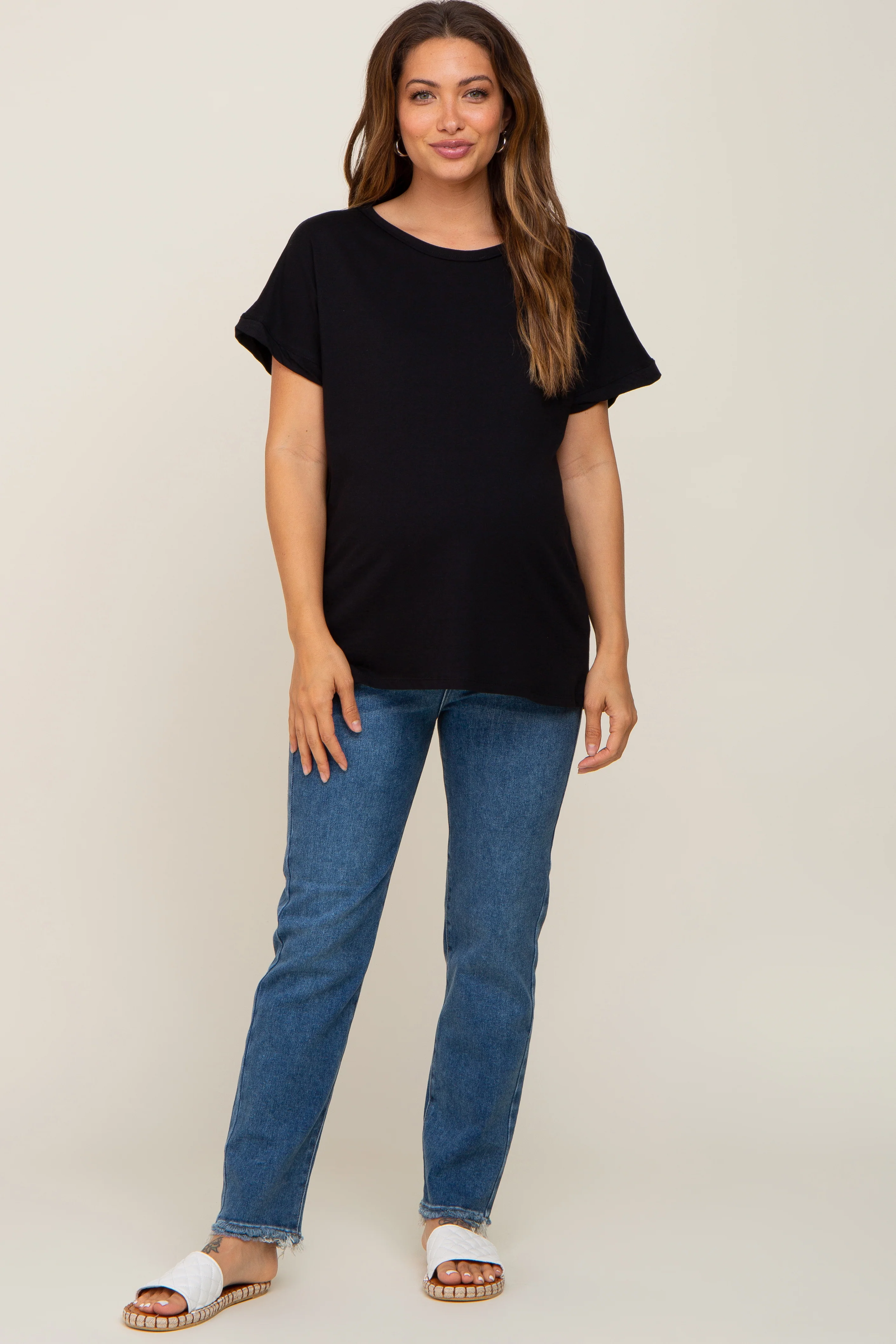 Black Short Sleeve Maternity Top - Image 4