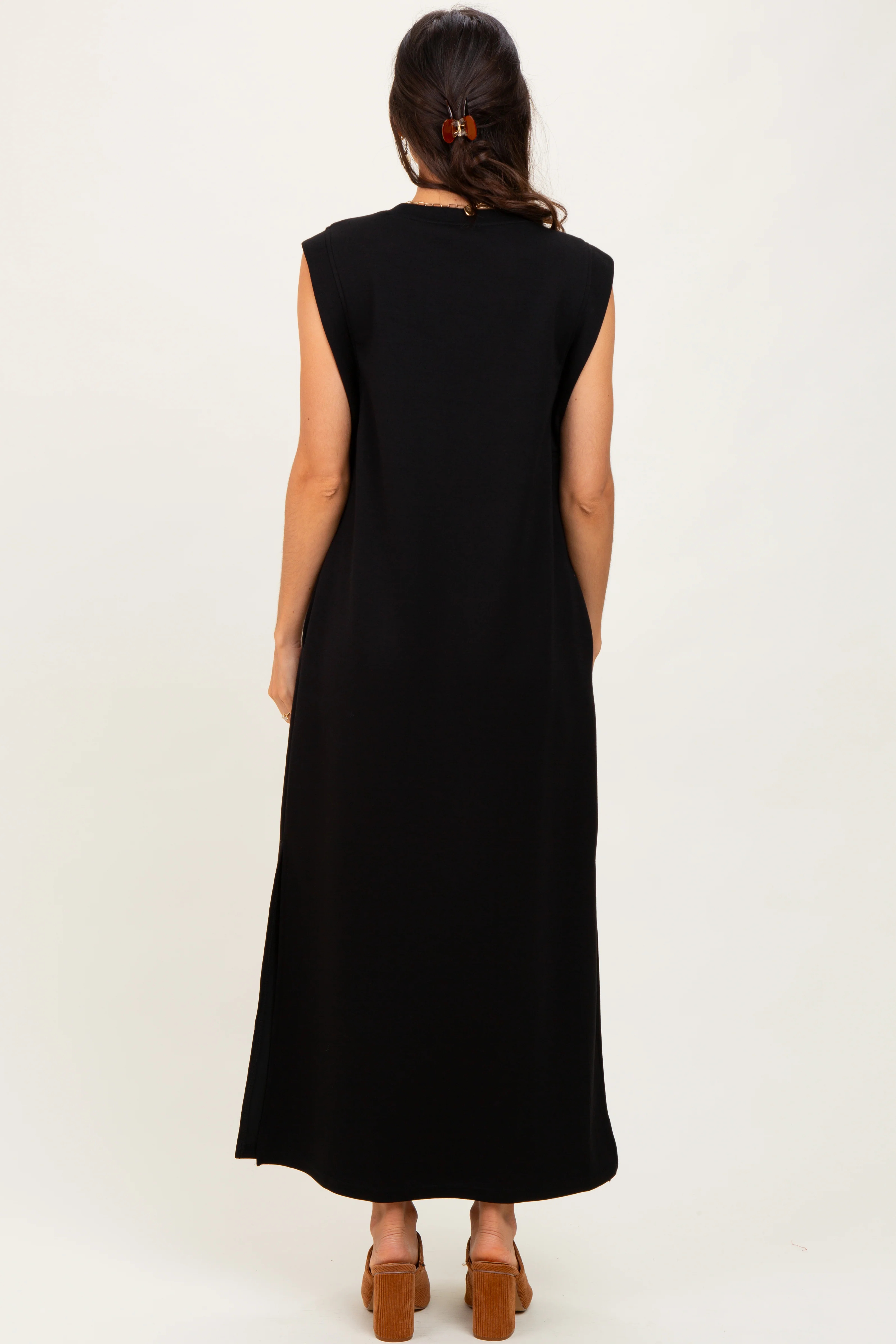 Black Sleeveless Side Slit Midi Dress - Image 4