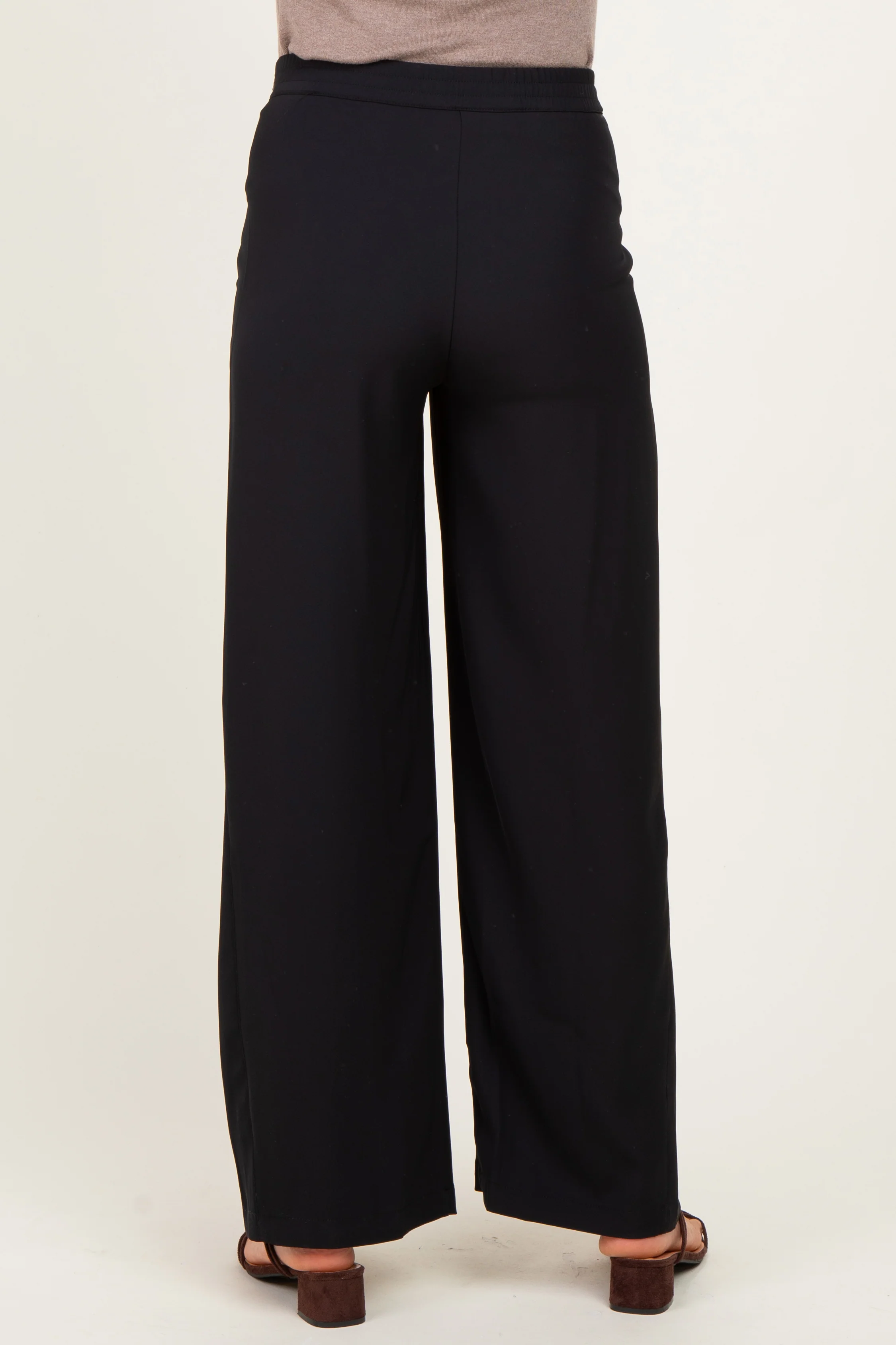 Black Smocked Waist Maternity Trousers - Image 5