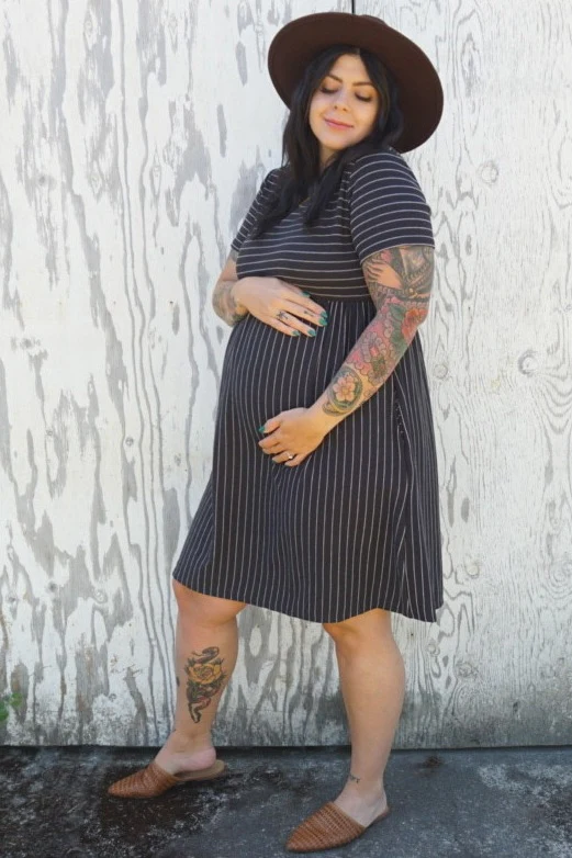 Black Striped Maternity Babydoll Dress - Image 6